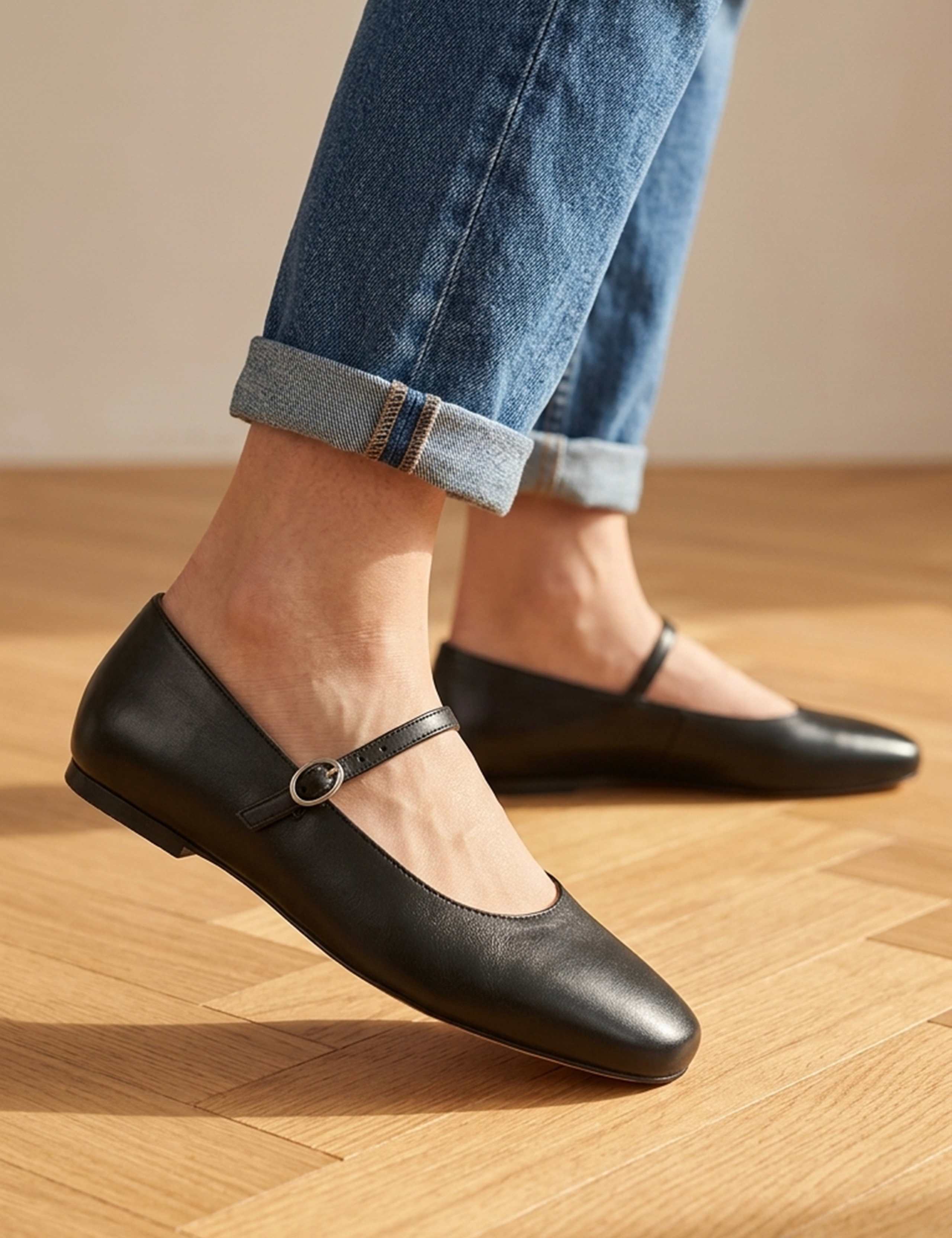 Wide Fit Leather Patent Mary Jane Ballet Pumps