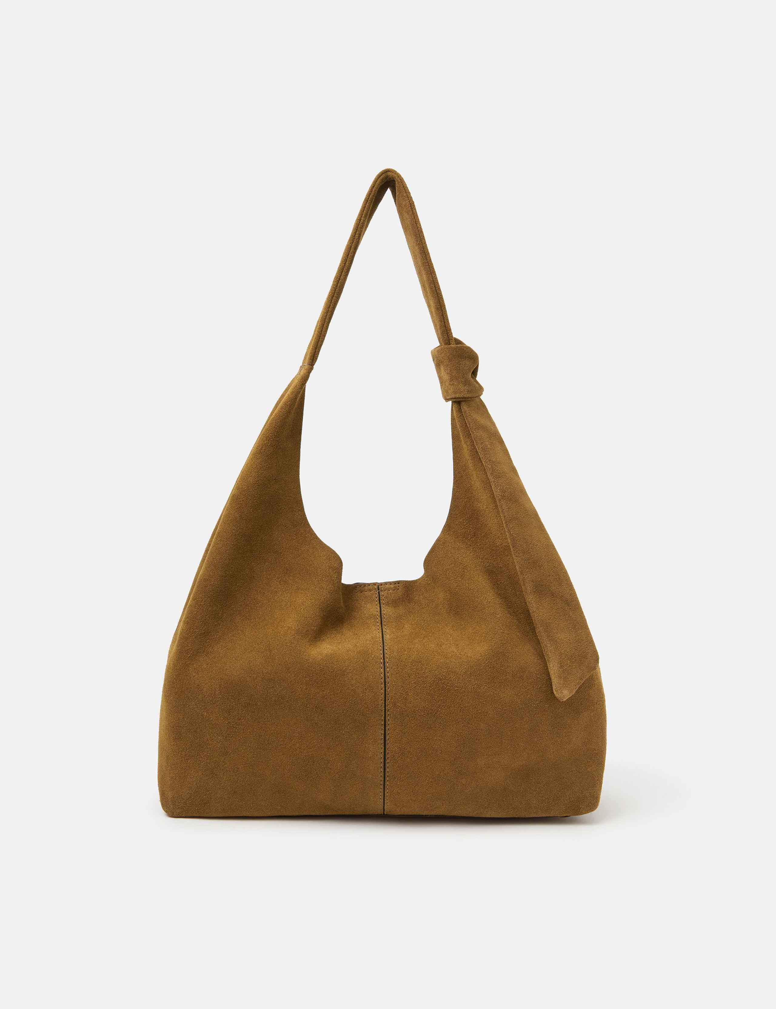 Suede Knotted Detail Shoulder Bag