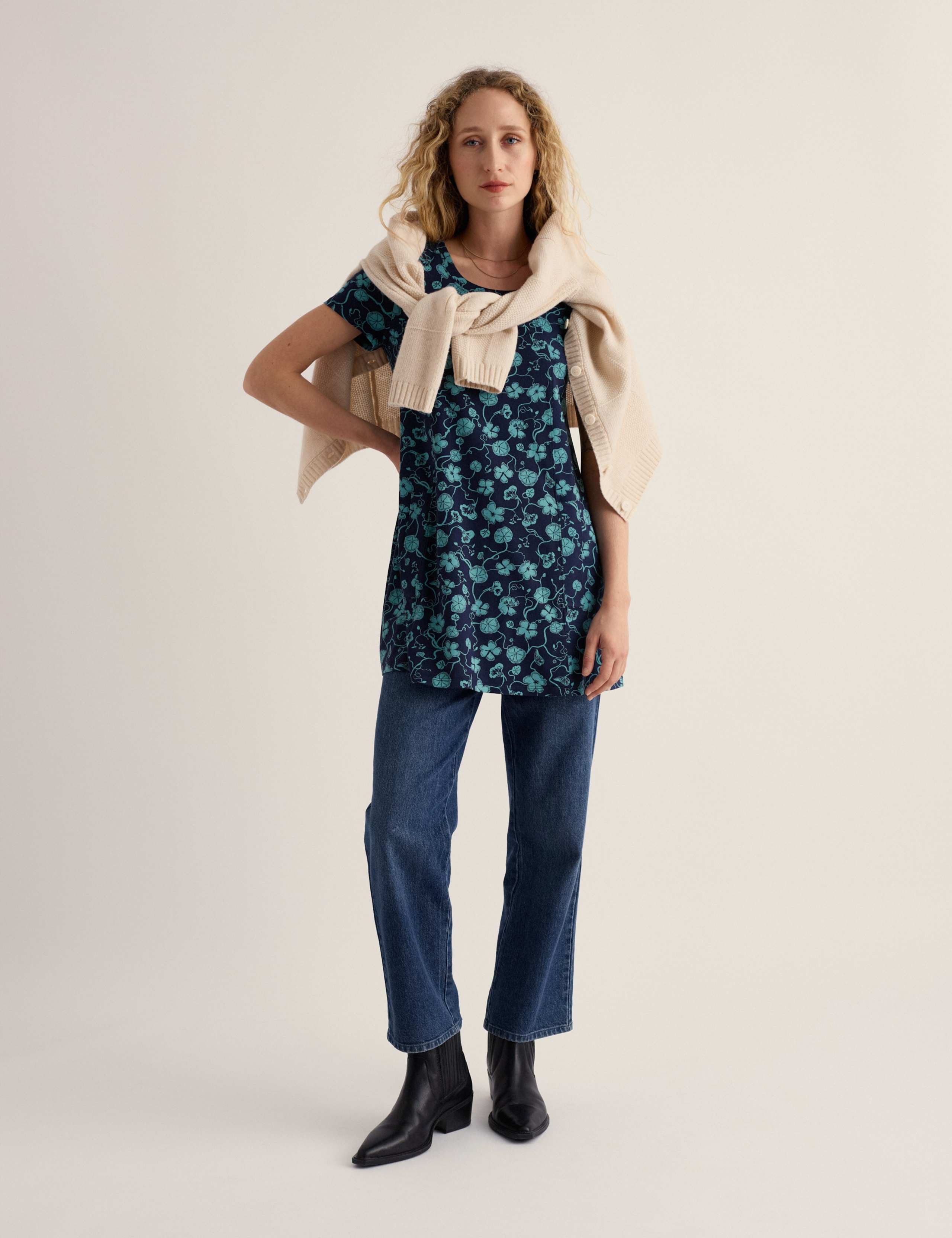 Cotton Rich Floral Relaxed Tunic