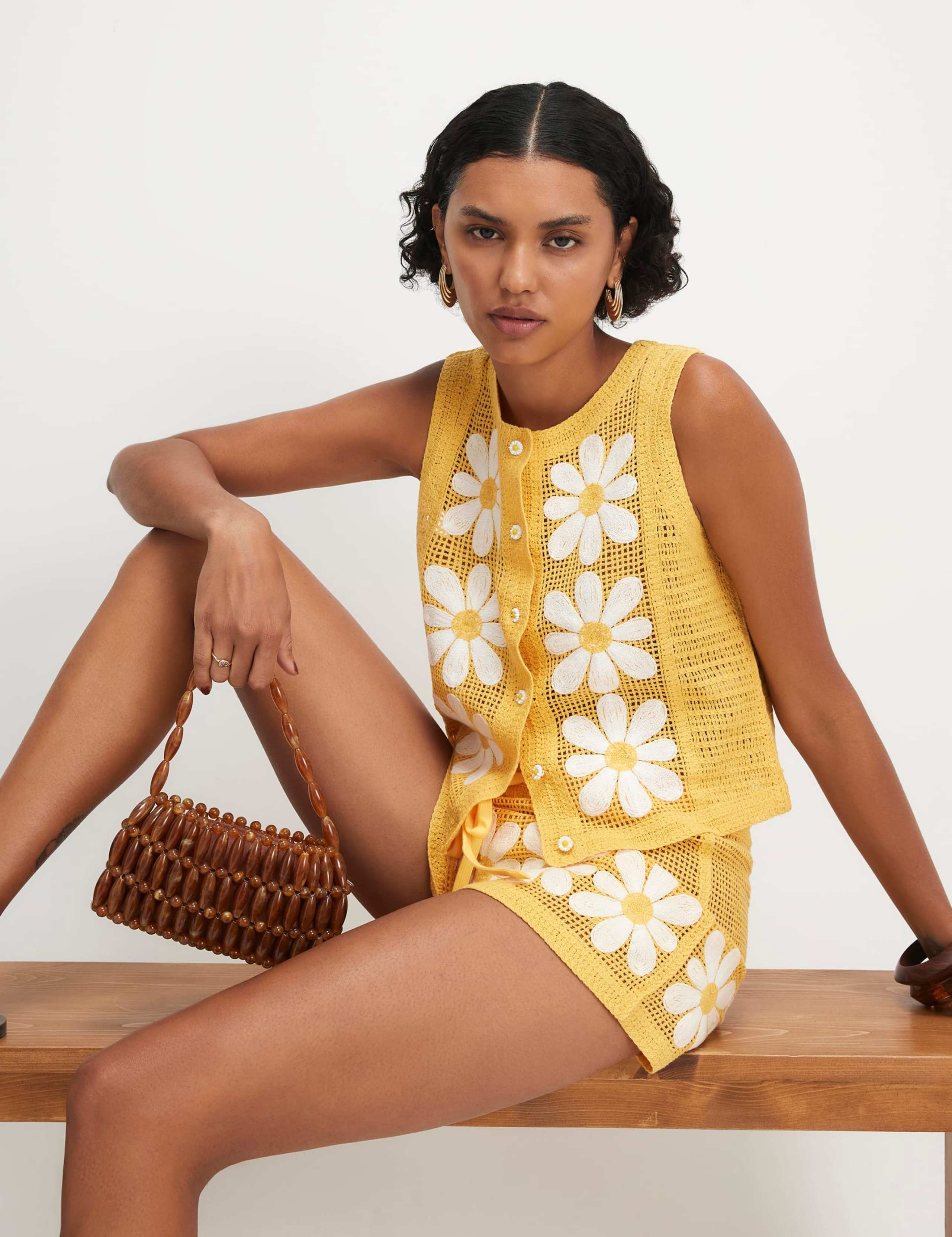 Pure Cotton Floral Embroidered Waistcoat