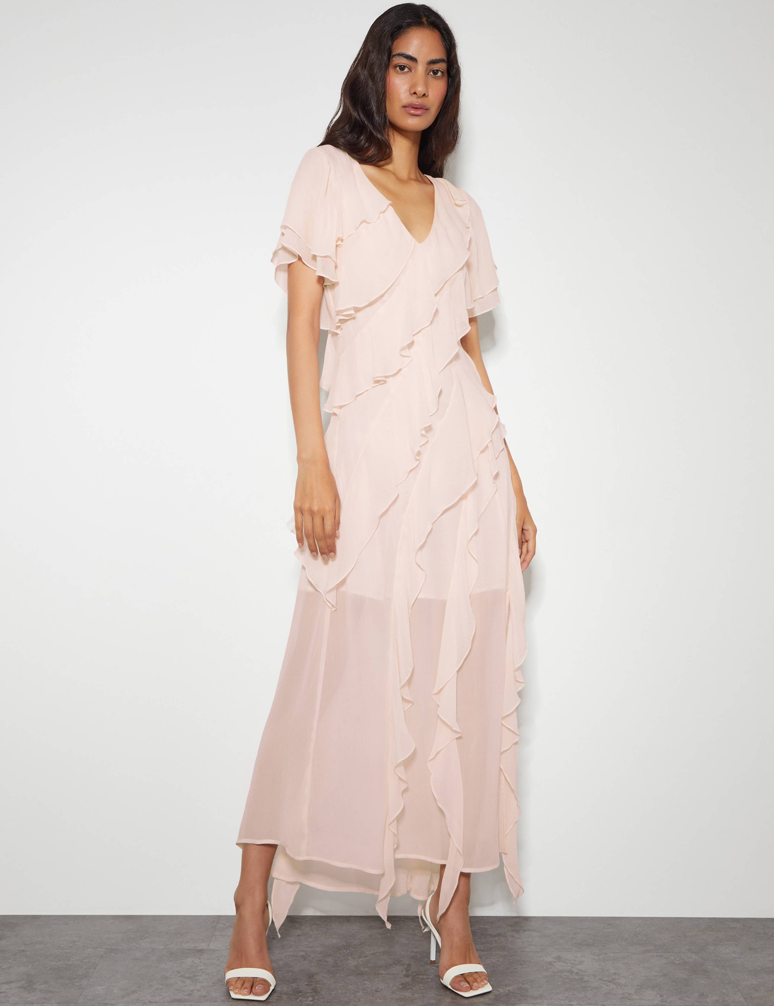 V-Neck Ruffle Maxi Skater Dress