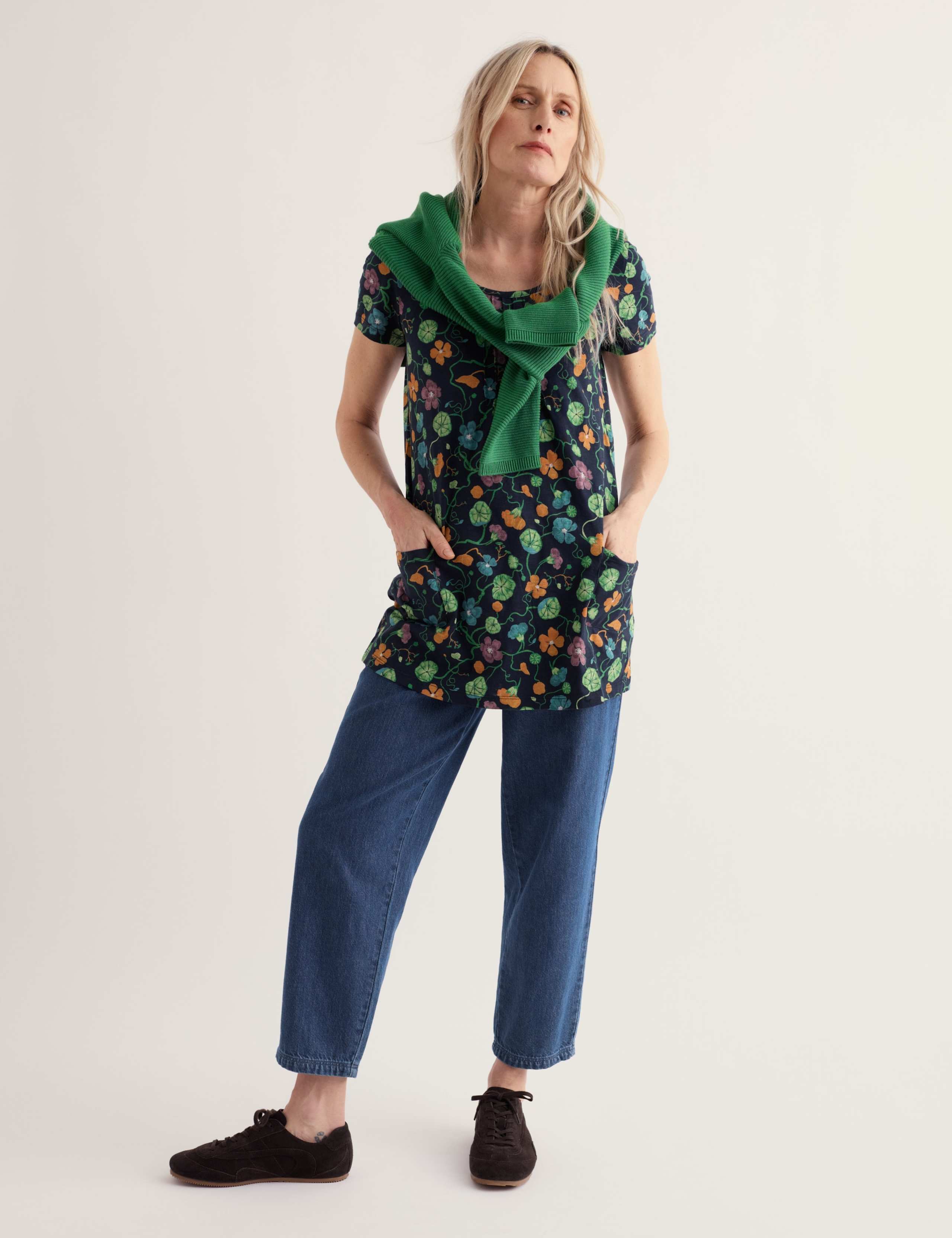 Pure Cotton Jersey Floral Relaxed Tunic