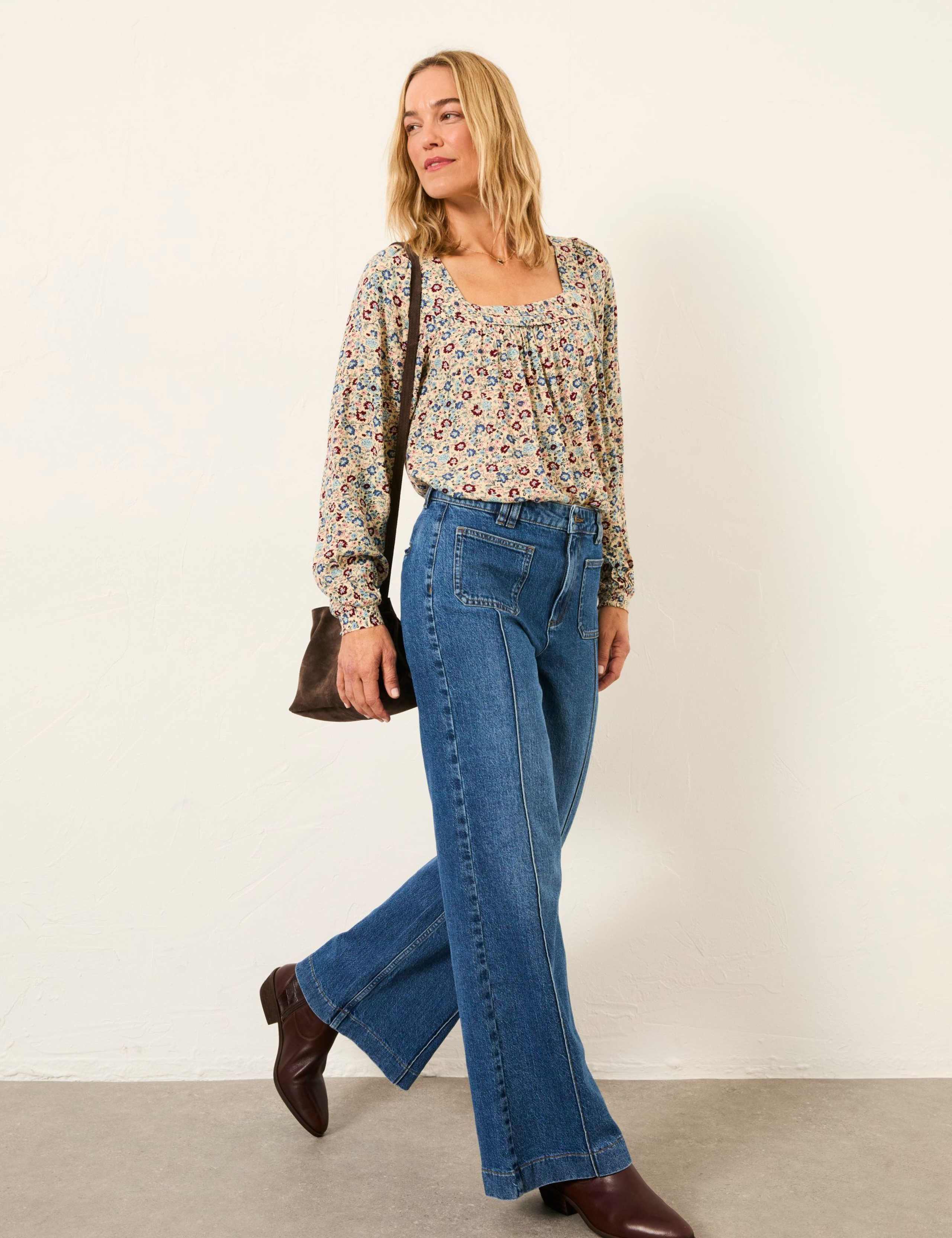 Ditsy Floral Square Neck Blouse