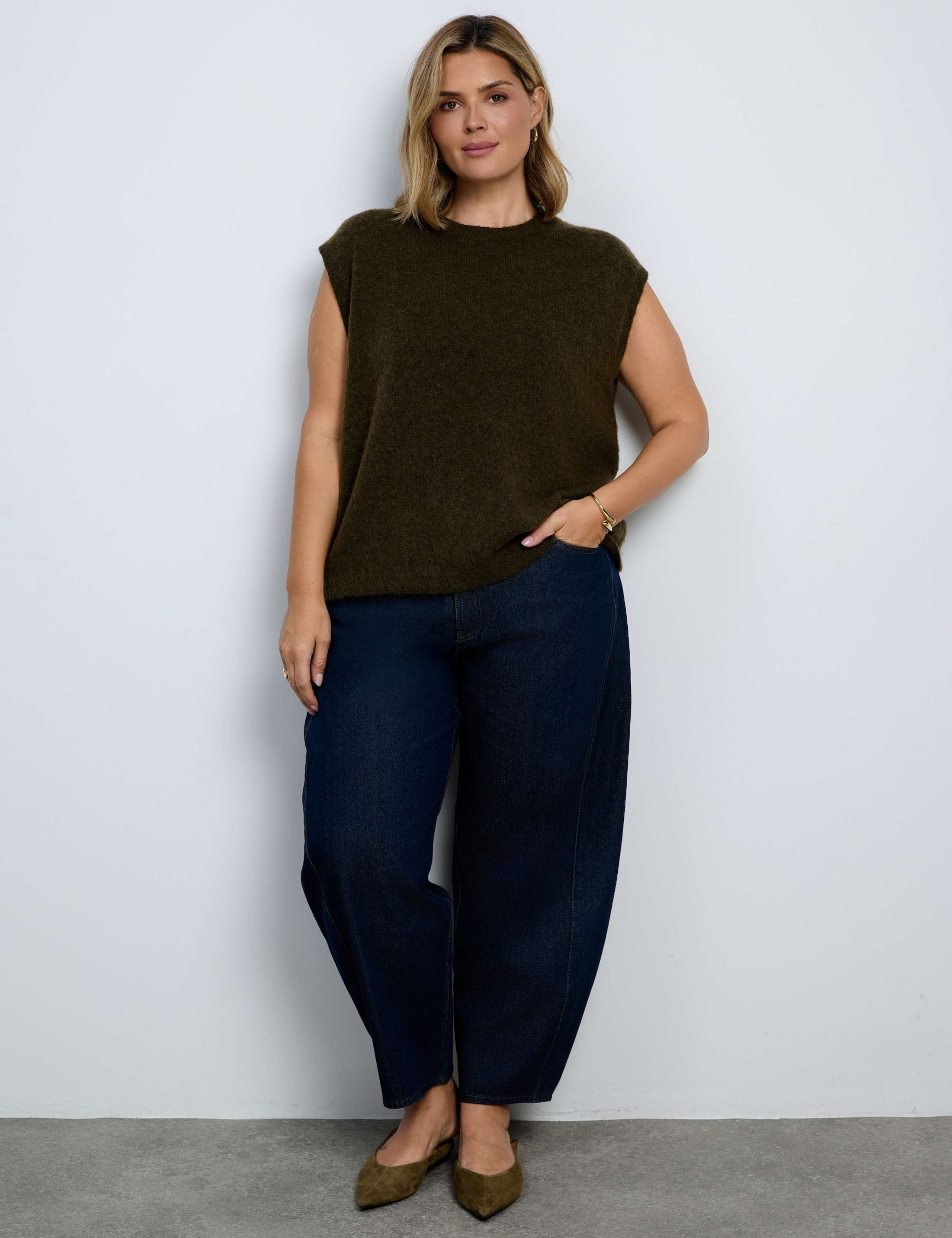 Wool Blend Knitted Vest with Mohair