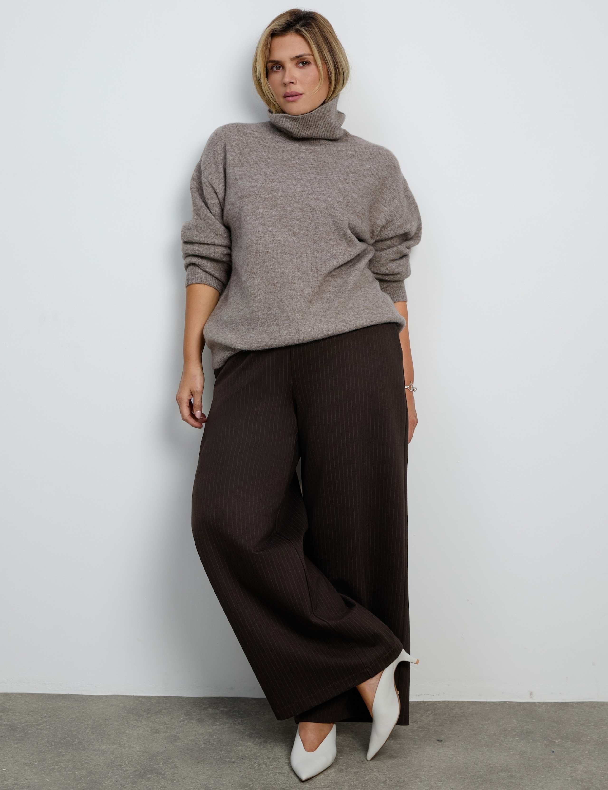 Striped Drawstring Wide Leg Trousers