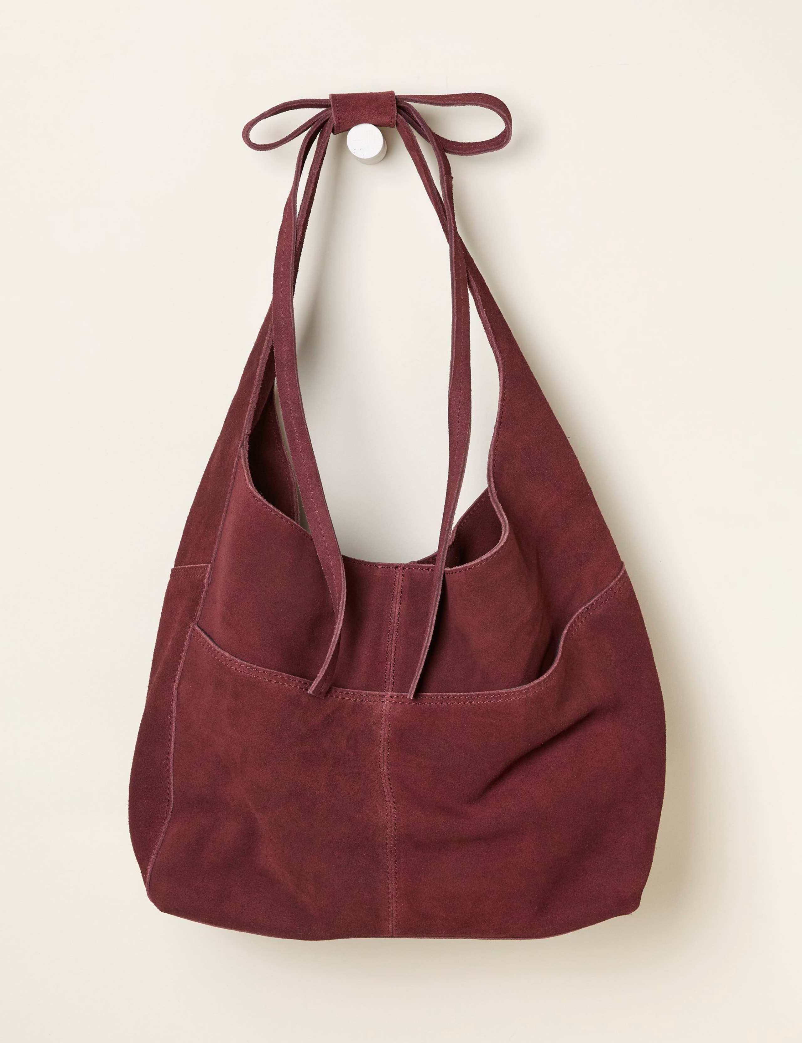 Suede Bow Handle Tote Bag