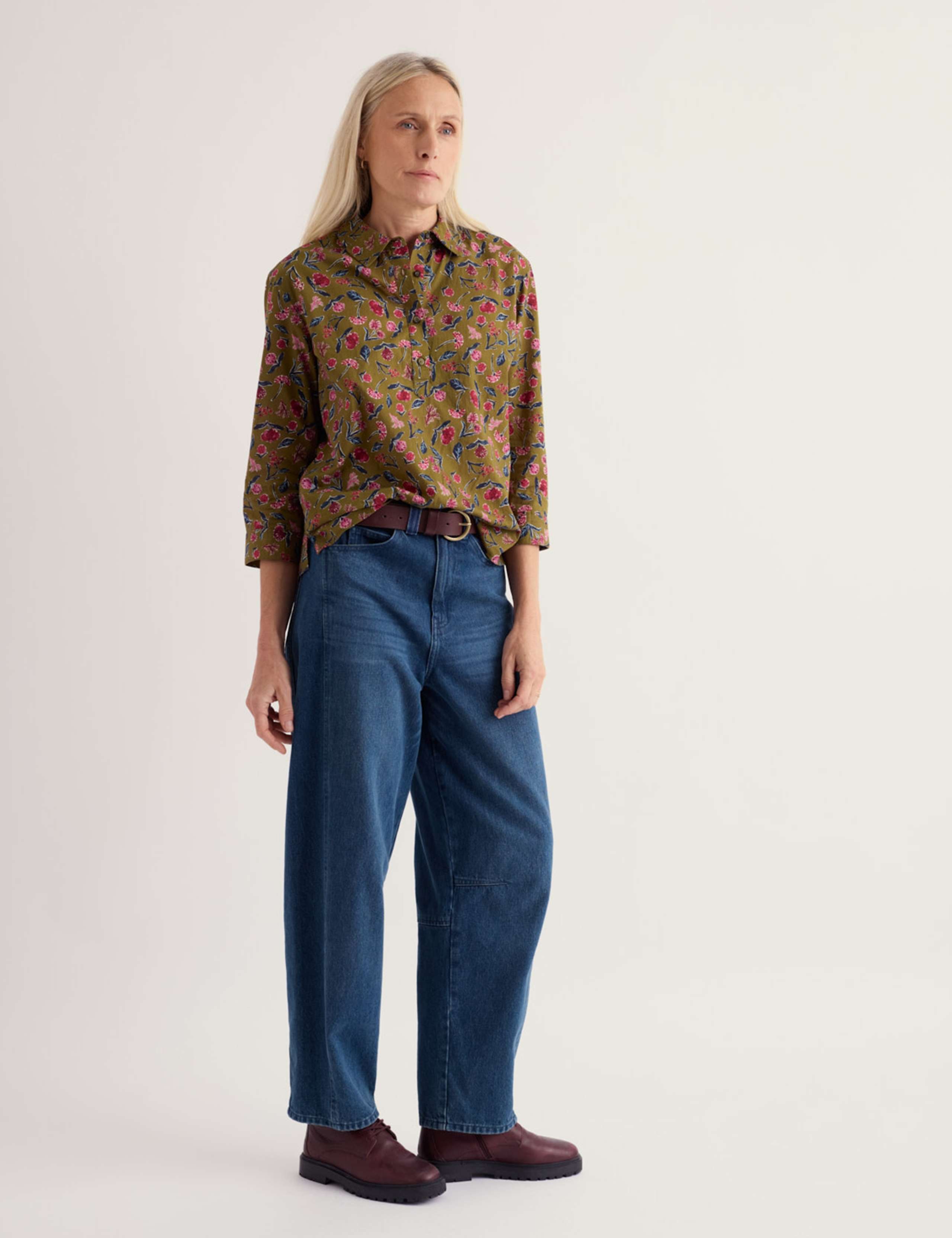 Pure Cotton Foral Collared Shirt