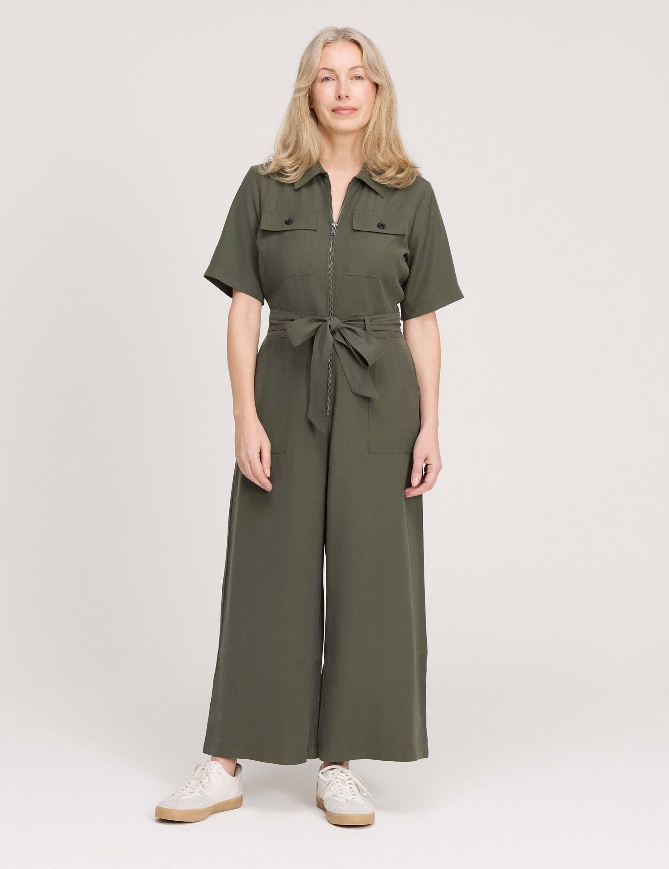 Short Sleeve Cropped Wide Leg Jumpsuit