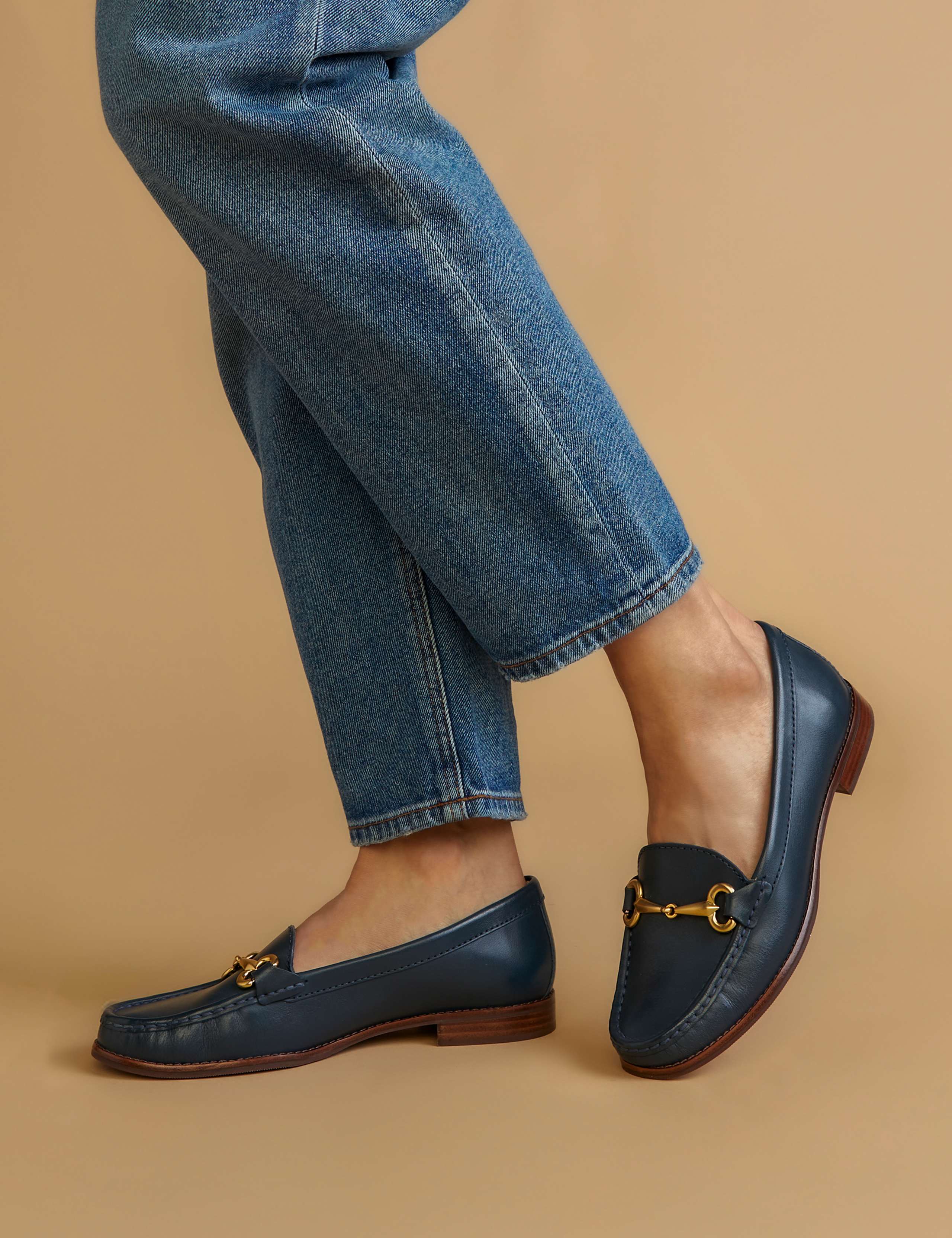 Wide Fit Leather Flat Loafers