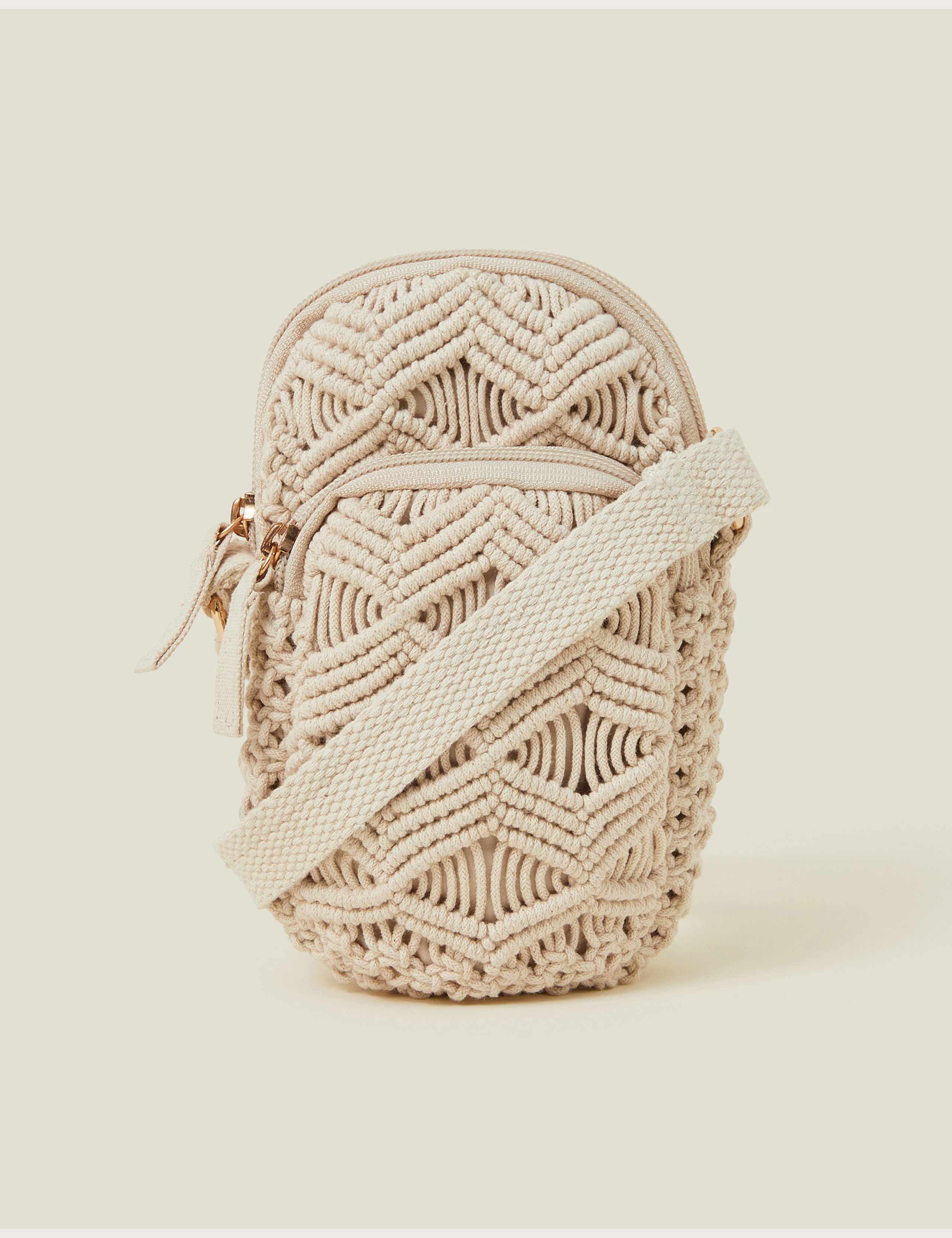 Pure Cotton Macrame Cross Body Phone Bag