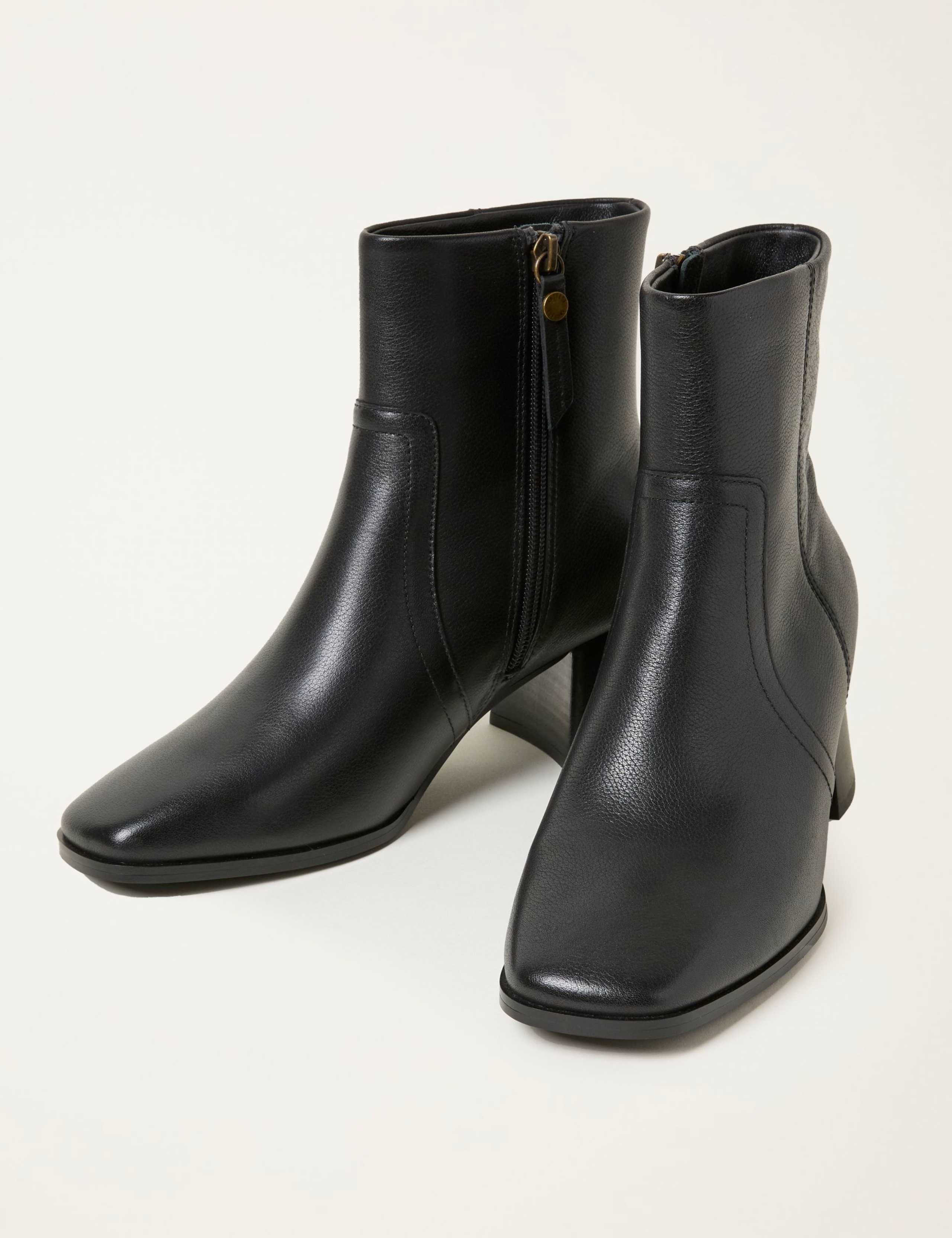 Leather Block Heel Boots