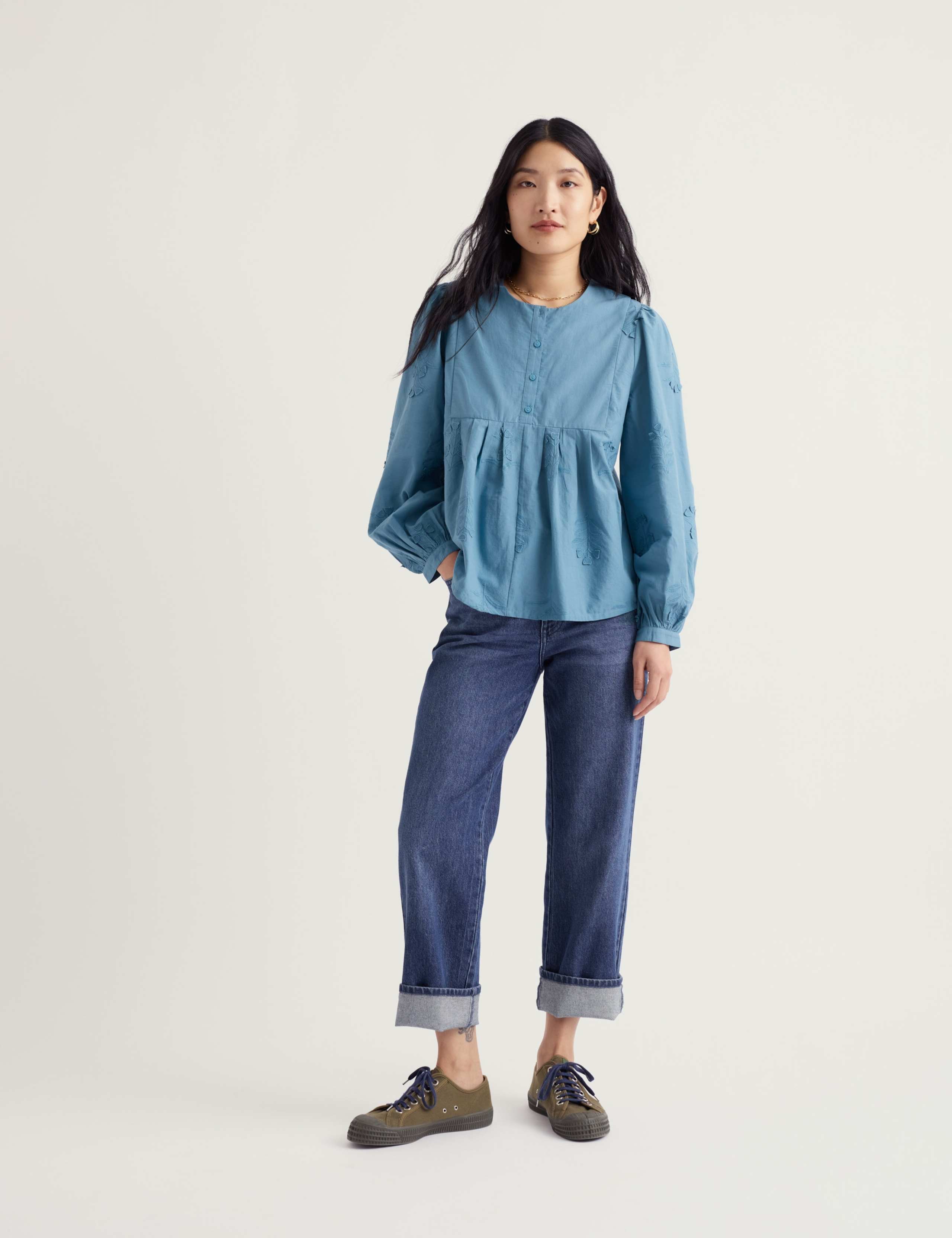 Pure Cotton Embroidered Relaxed Shirt