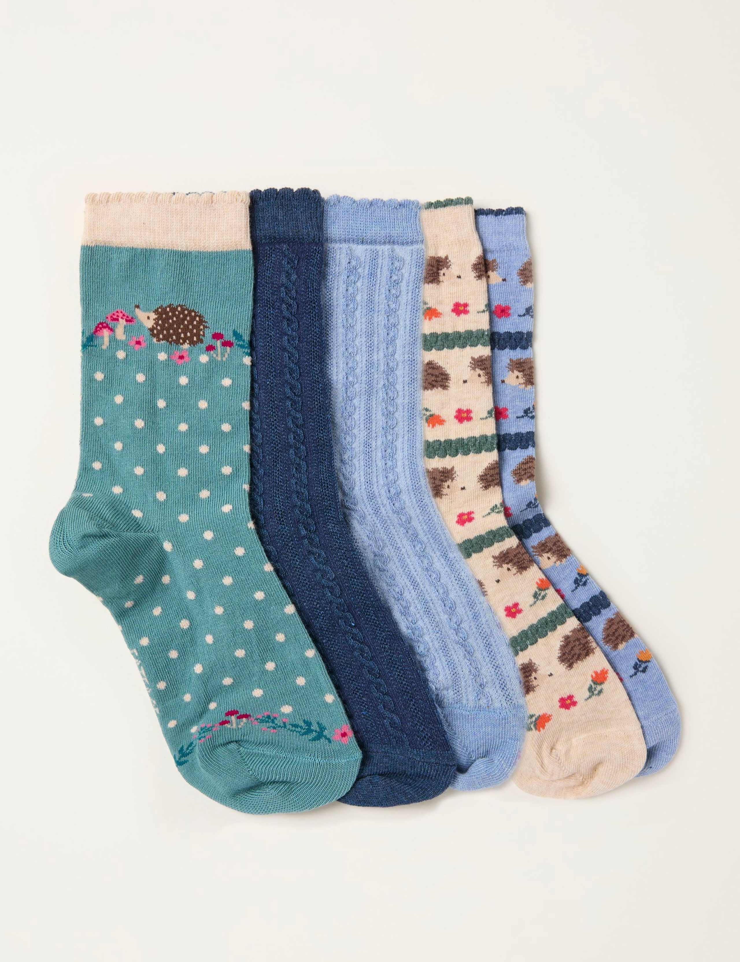 2pk Cotton Rich Patterned Ankle Socks