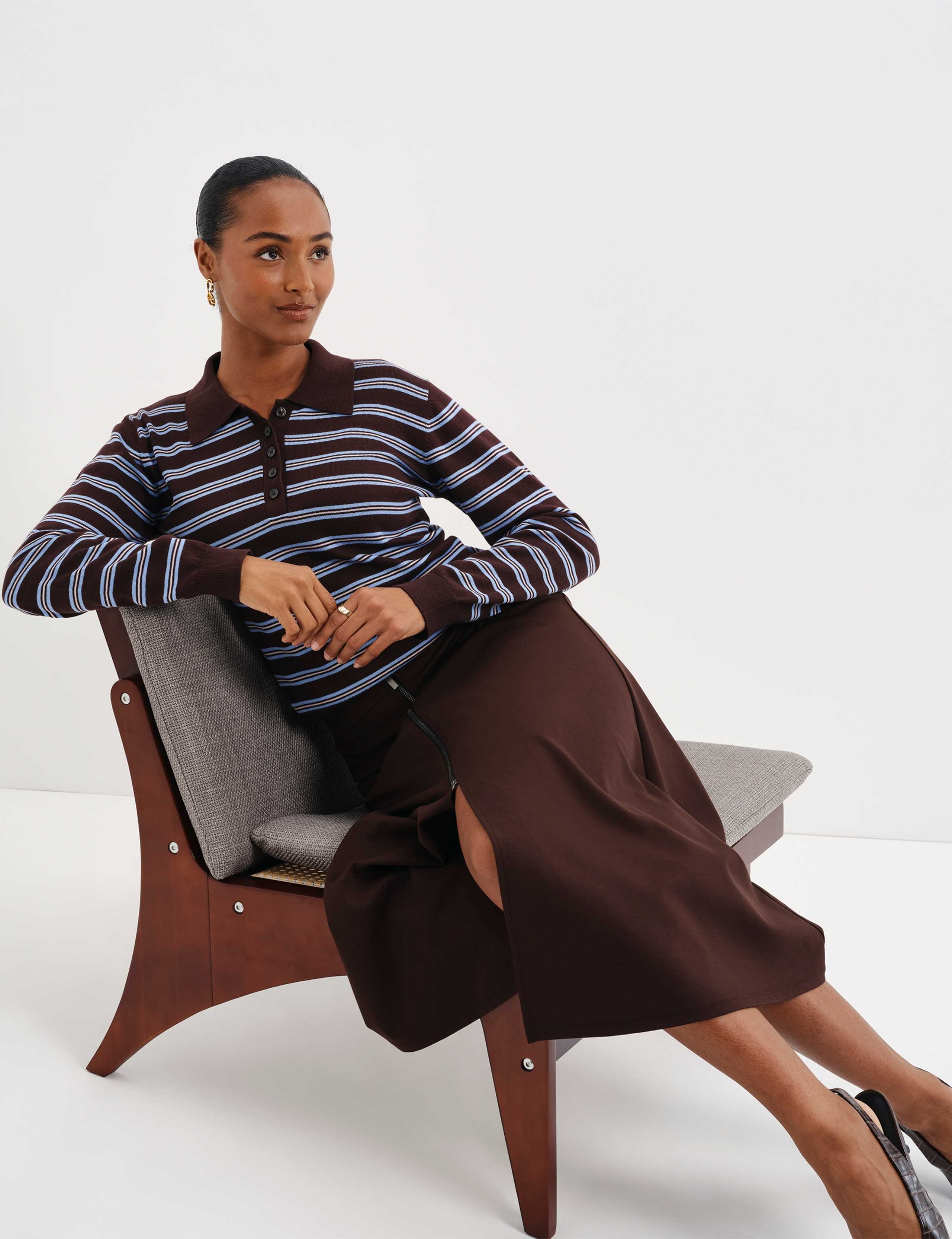 Organic Cotton Striped Collared Jumper