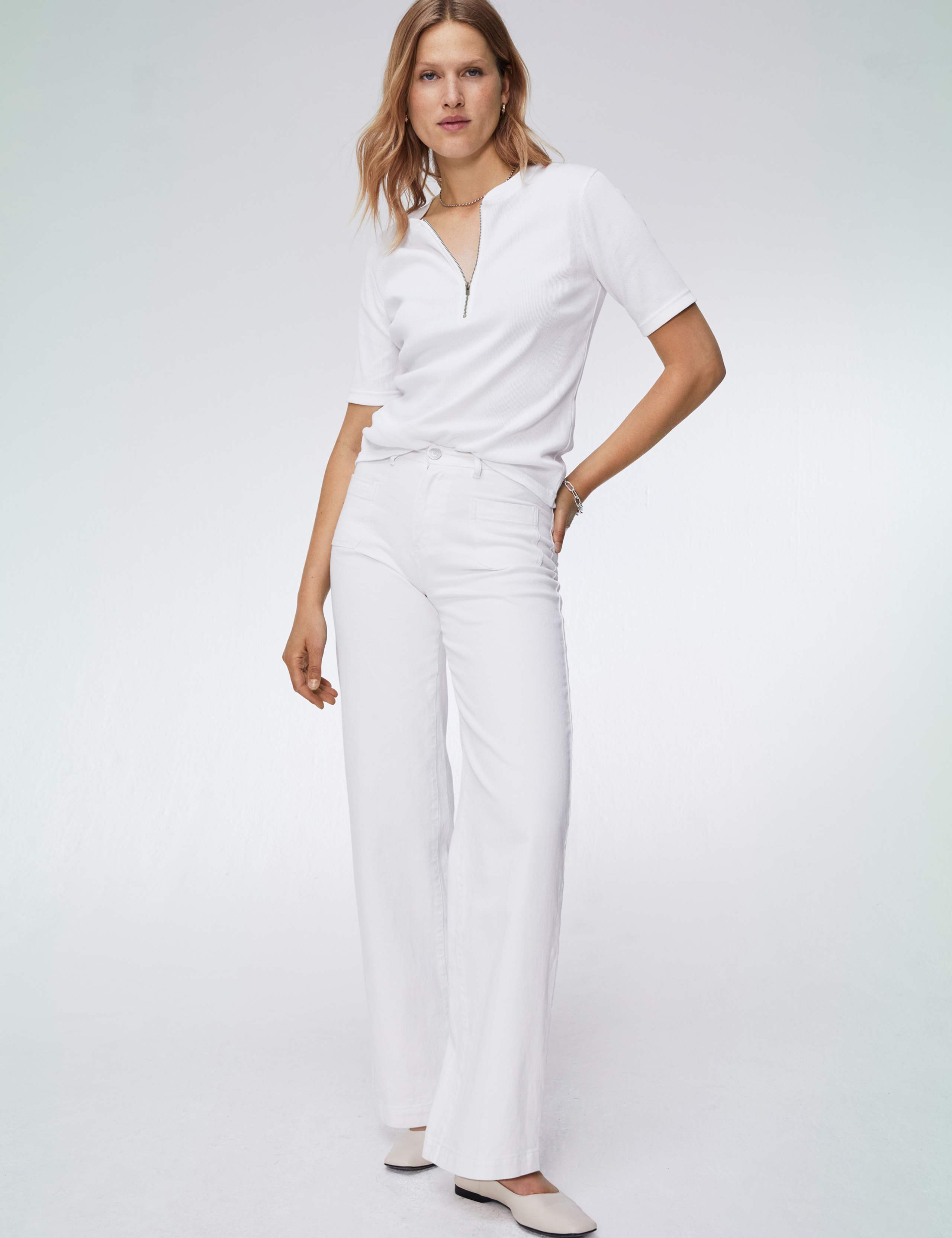 Pure Cotton Half Zip Top
