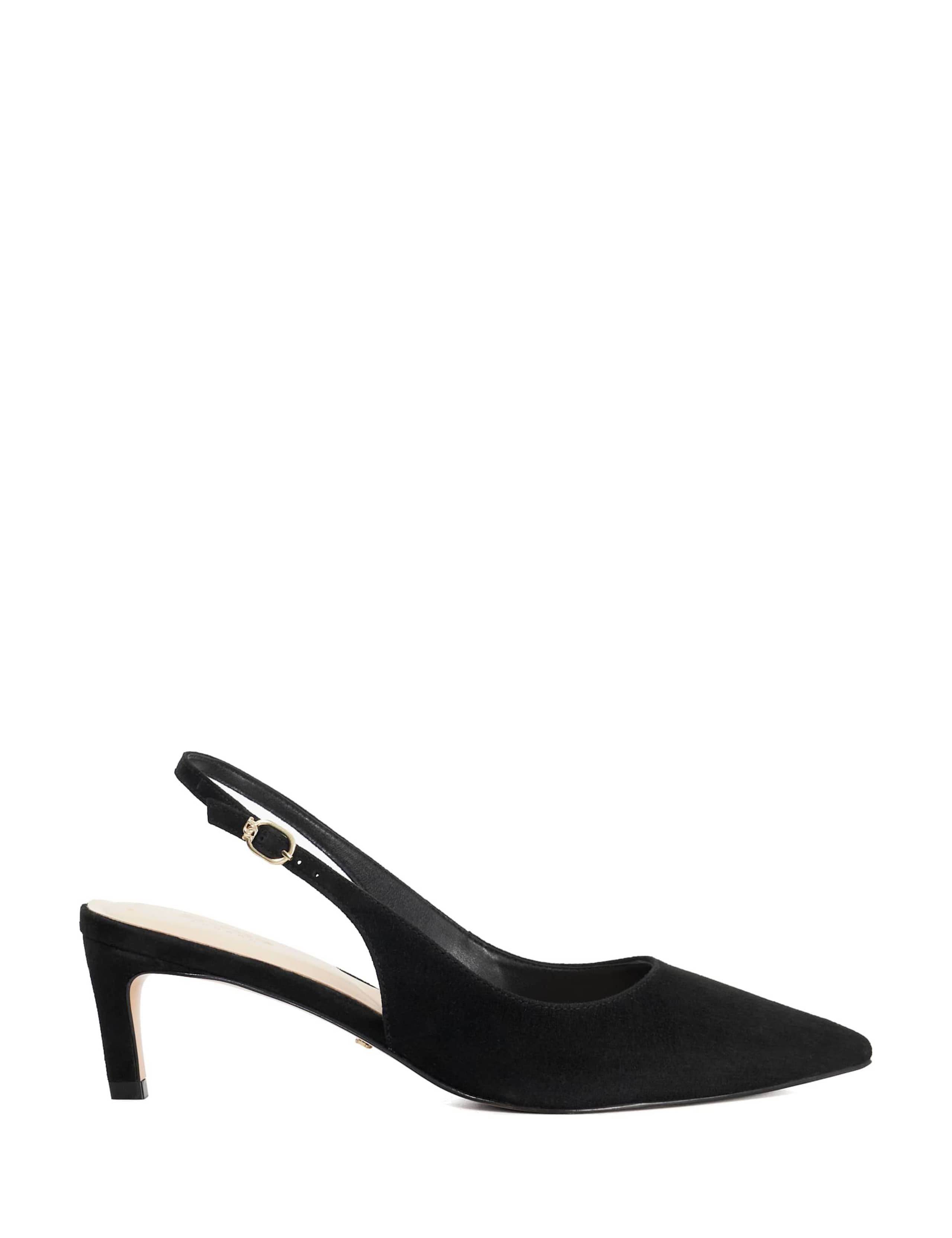 Wide Fit Slip On Kitten Heel Slingback Shoes
