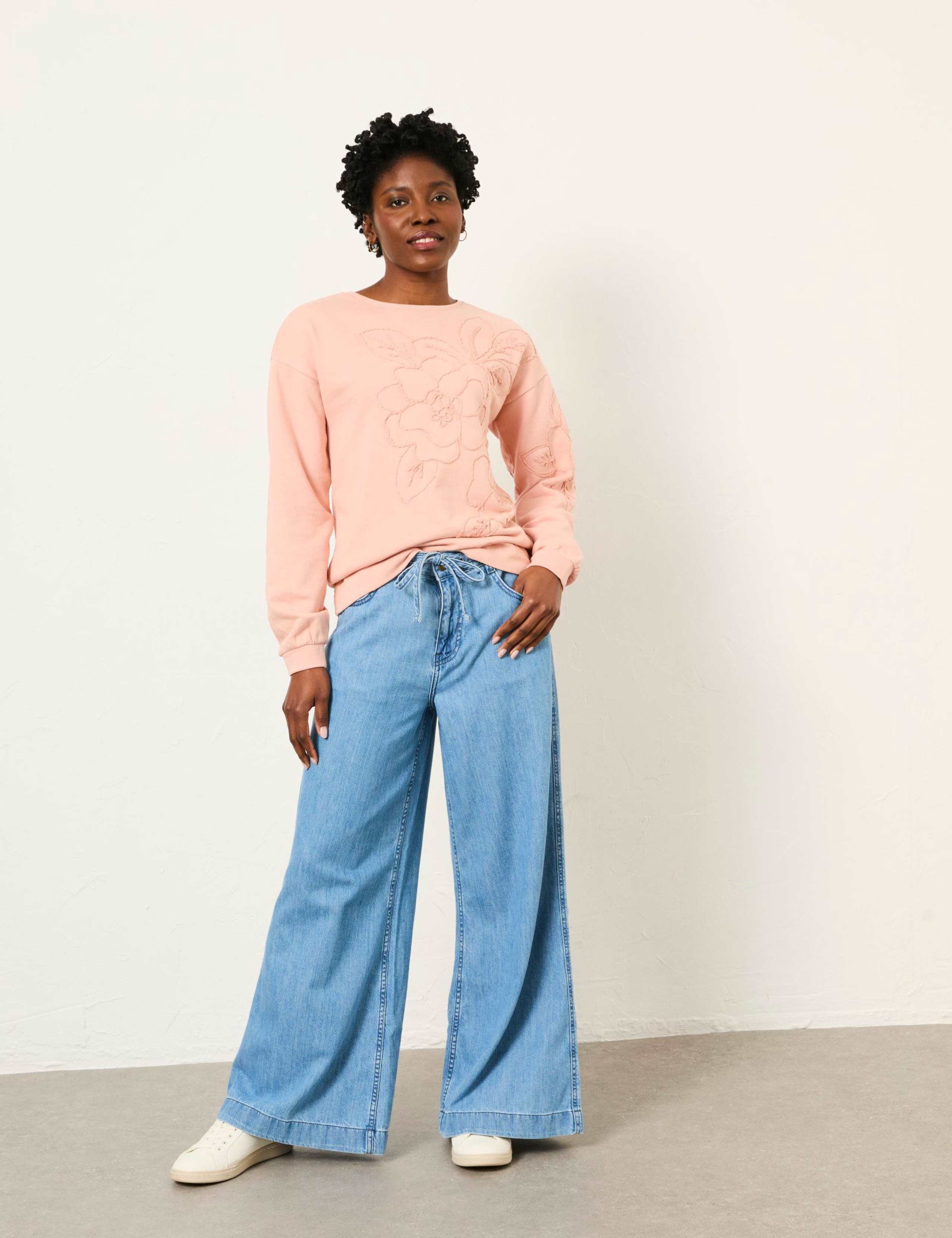 Pure Cotton Floral Embroidered Sweatshirt