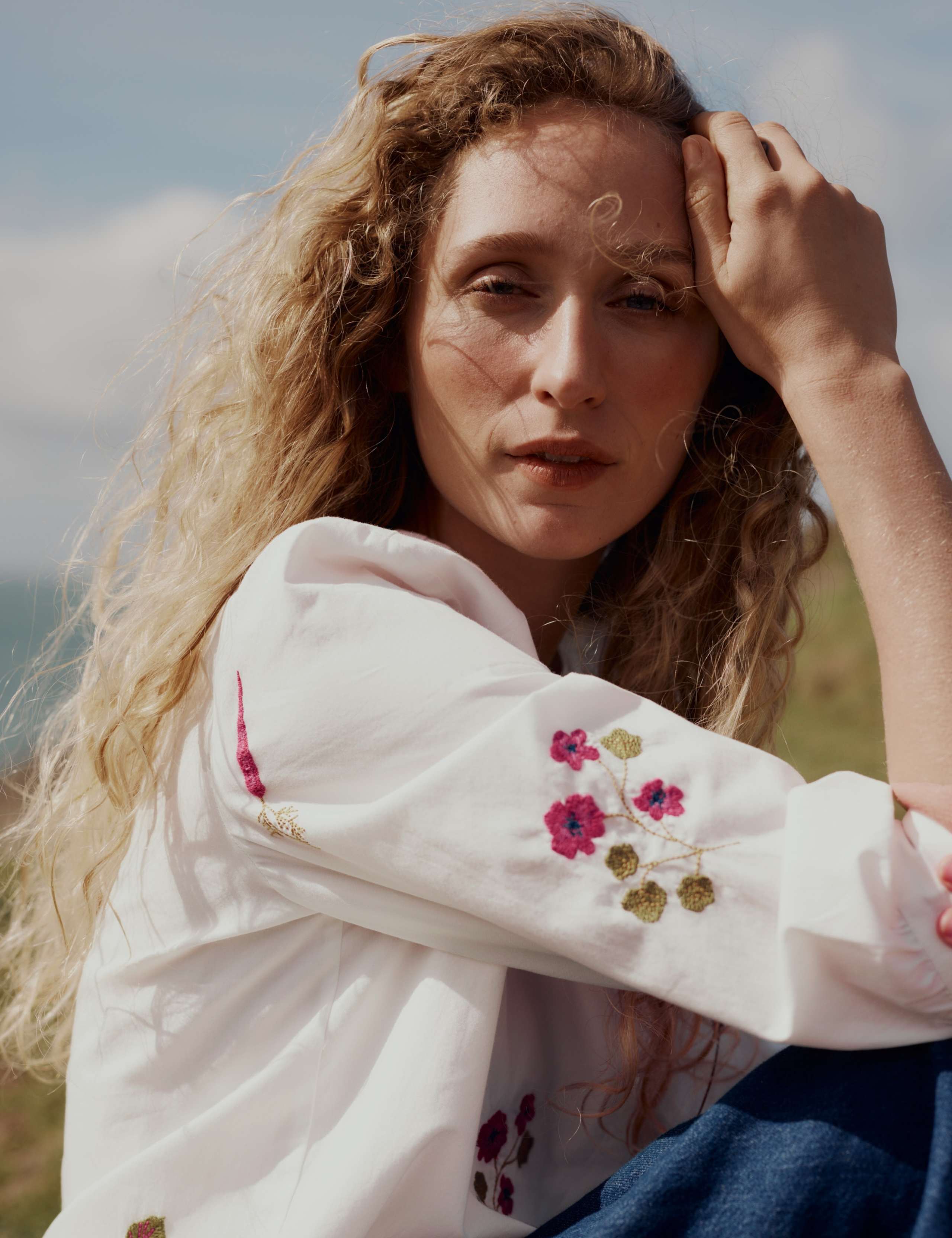 Pure Cotton Embroidered Floral Top