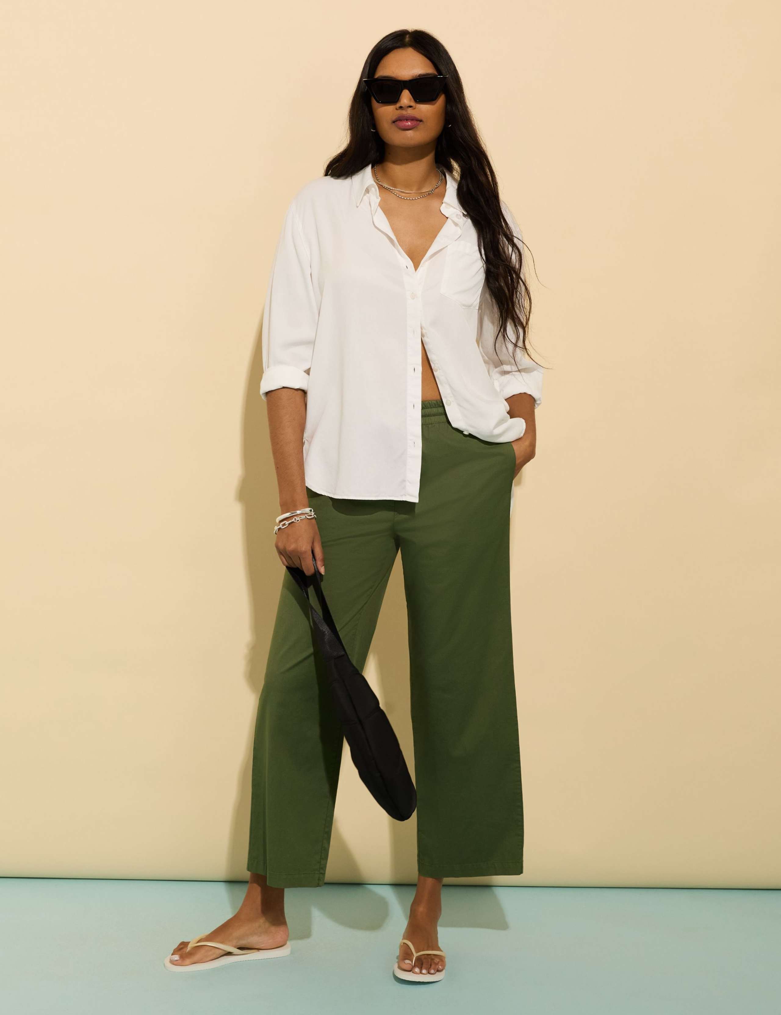 Cotton Rich Straight Leg Cropped Trousers