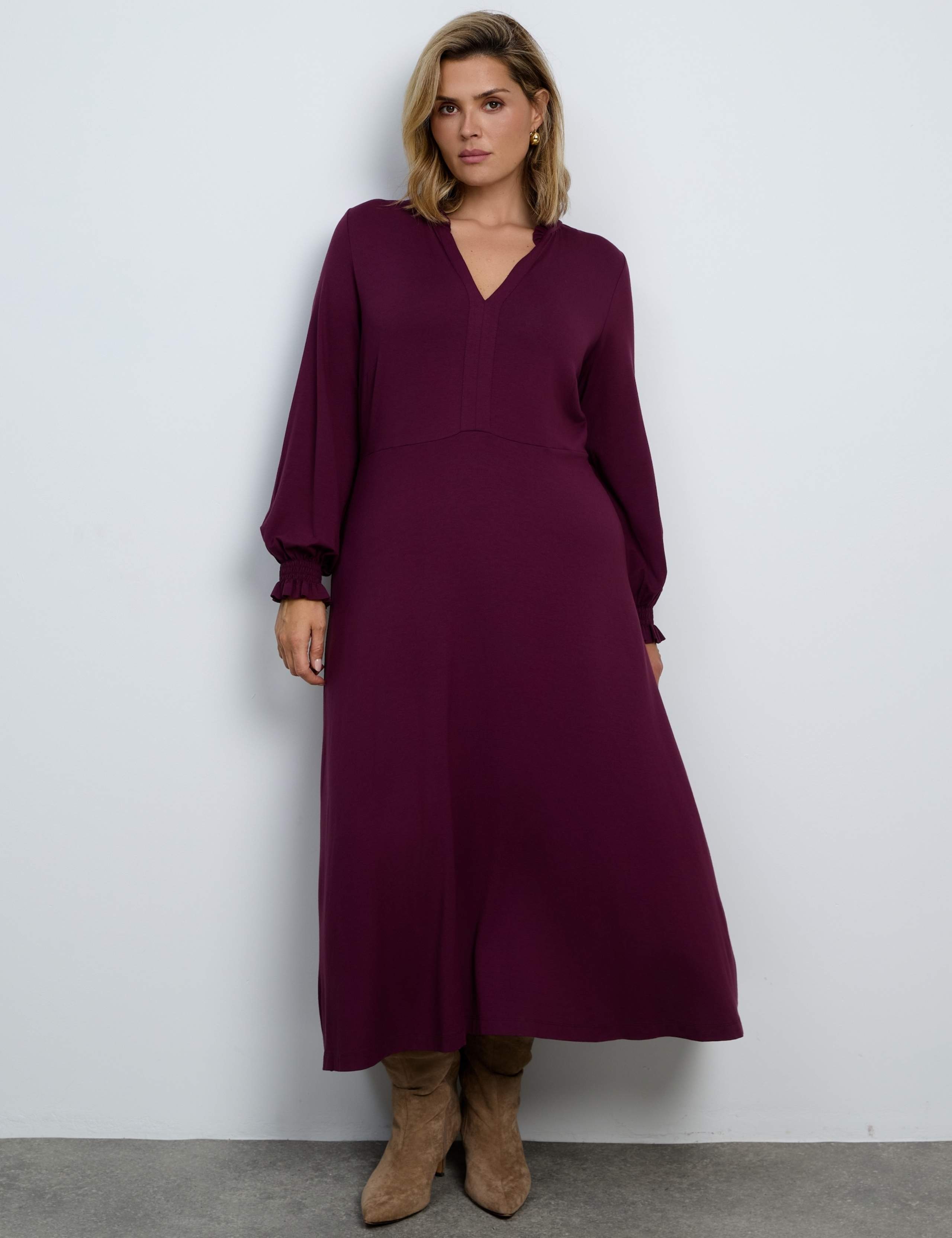 Jersey V-Neck Frill Detail Midaxi Tea Dress