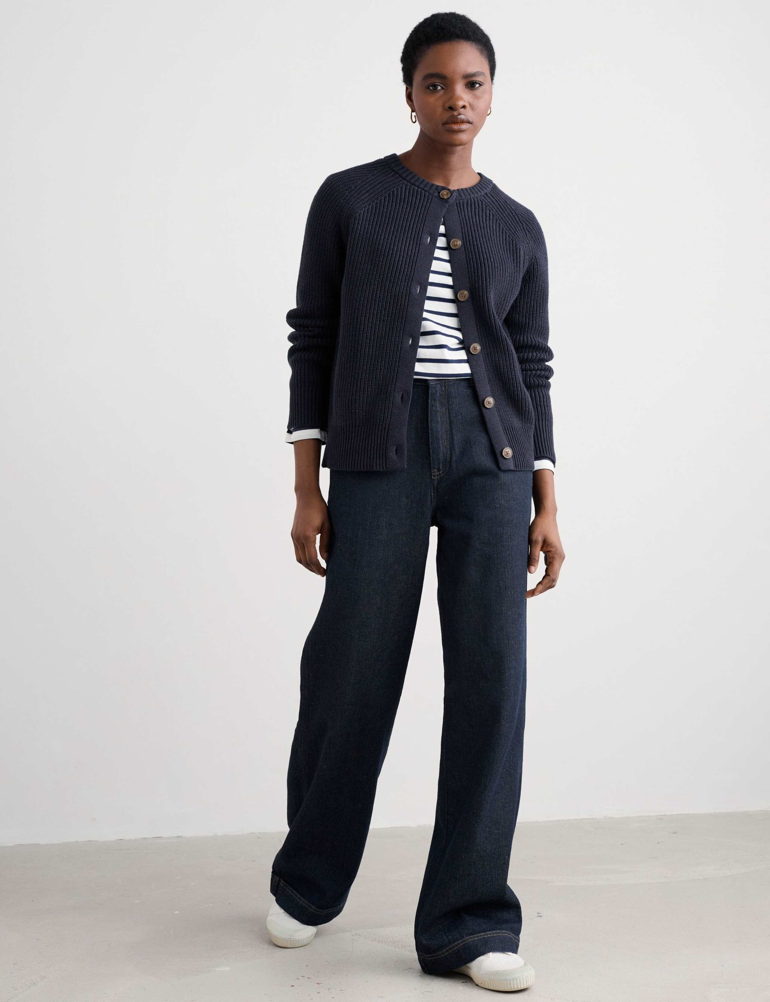 Pure Wool Crew Neck Relaxed Cardigan