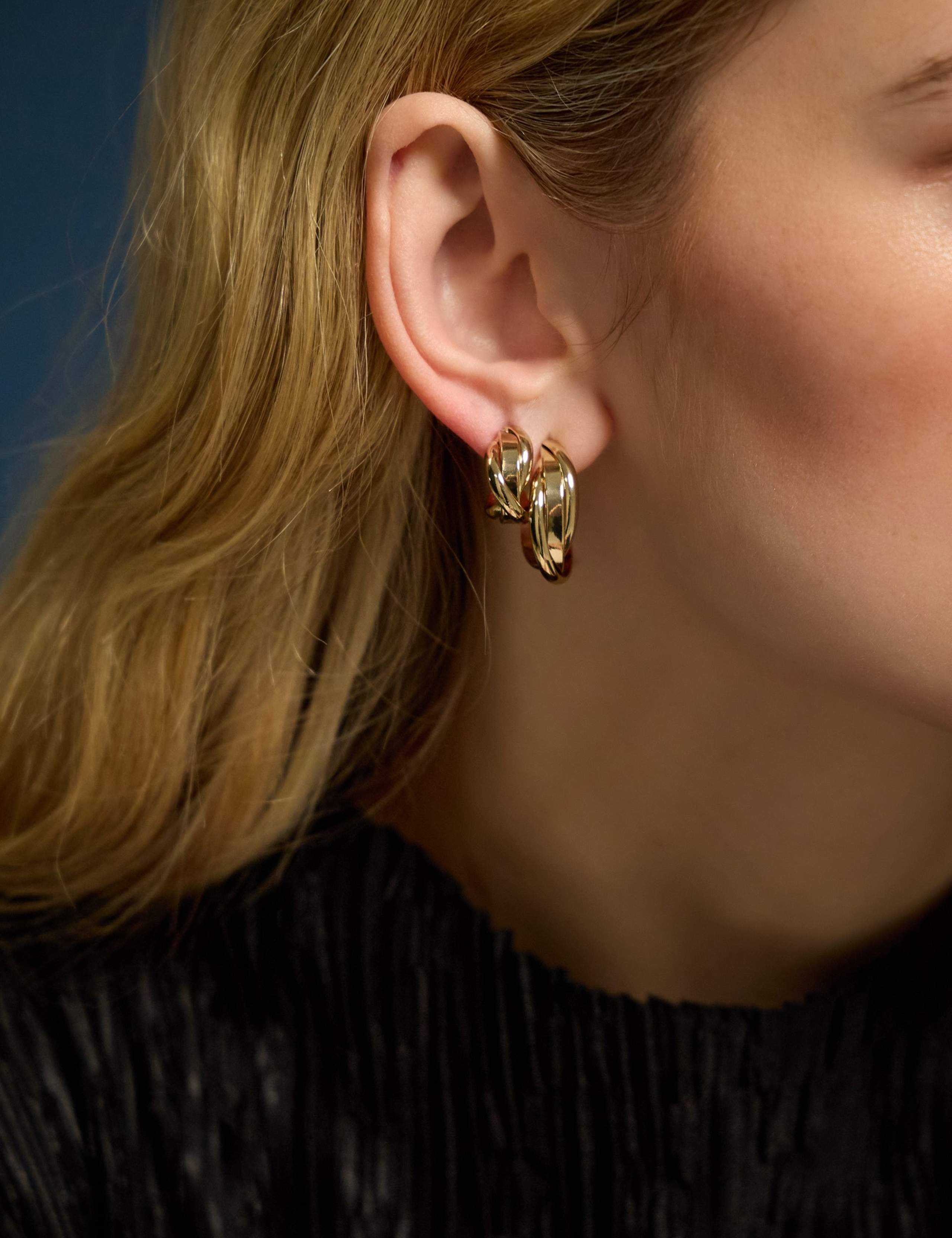 2 Pack Gold Plated Twisted Earrings