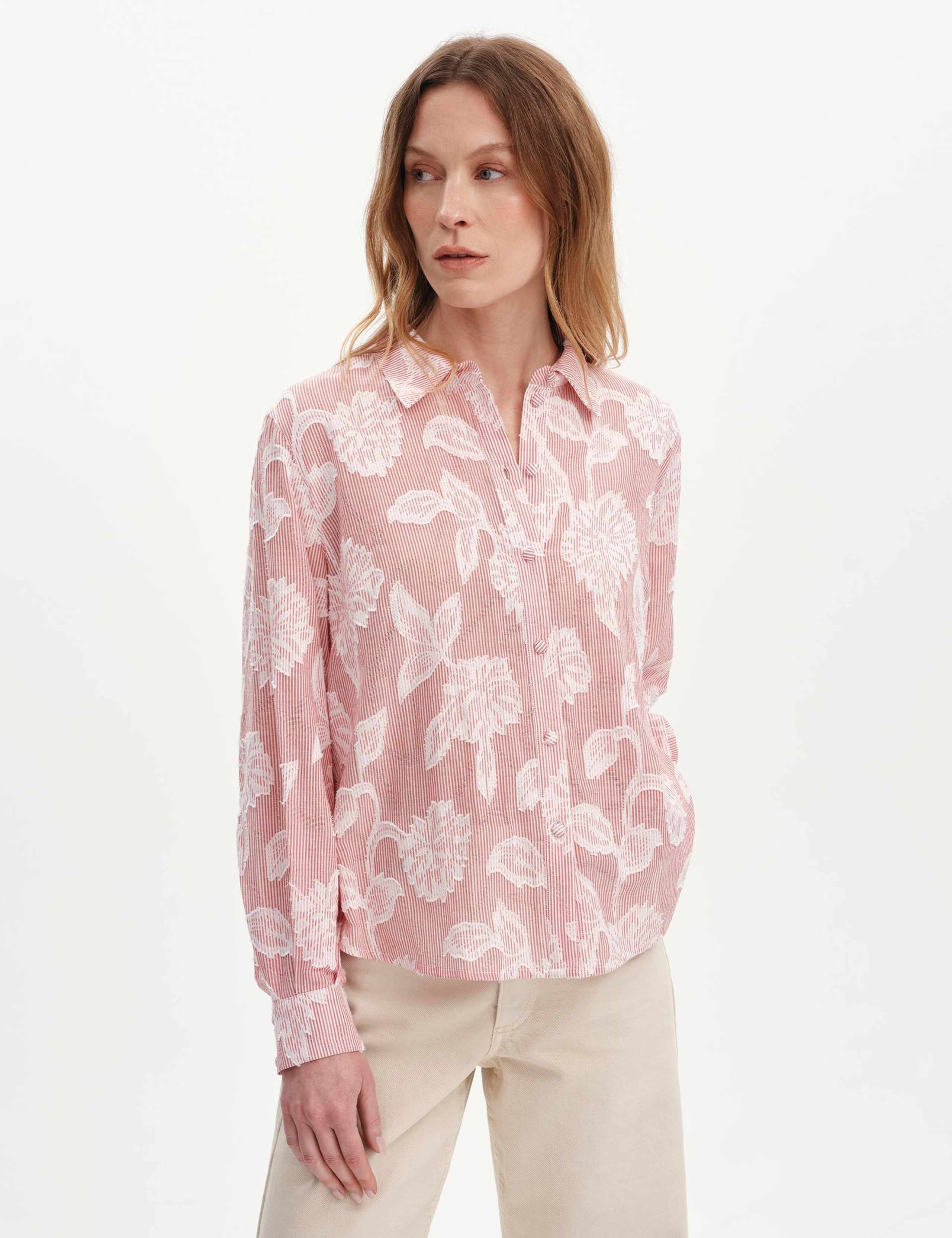 Pure Cotton Jacquard Embroidered Relaxed Shirt