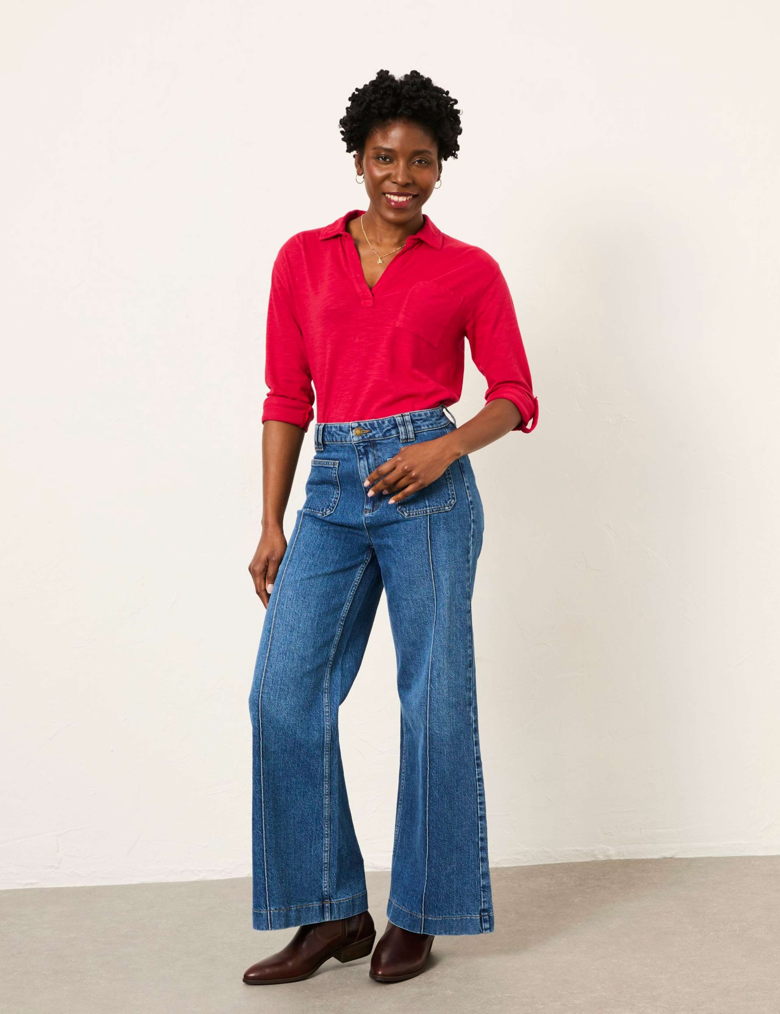 Pure Cotton Jersey Collared Shirt