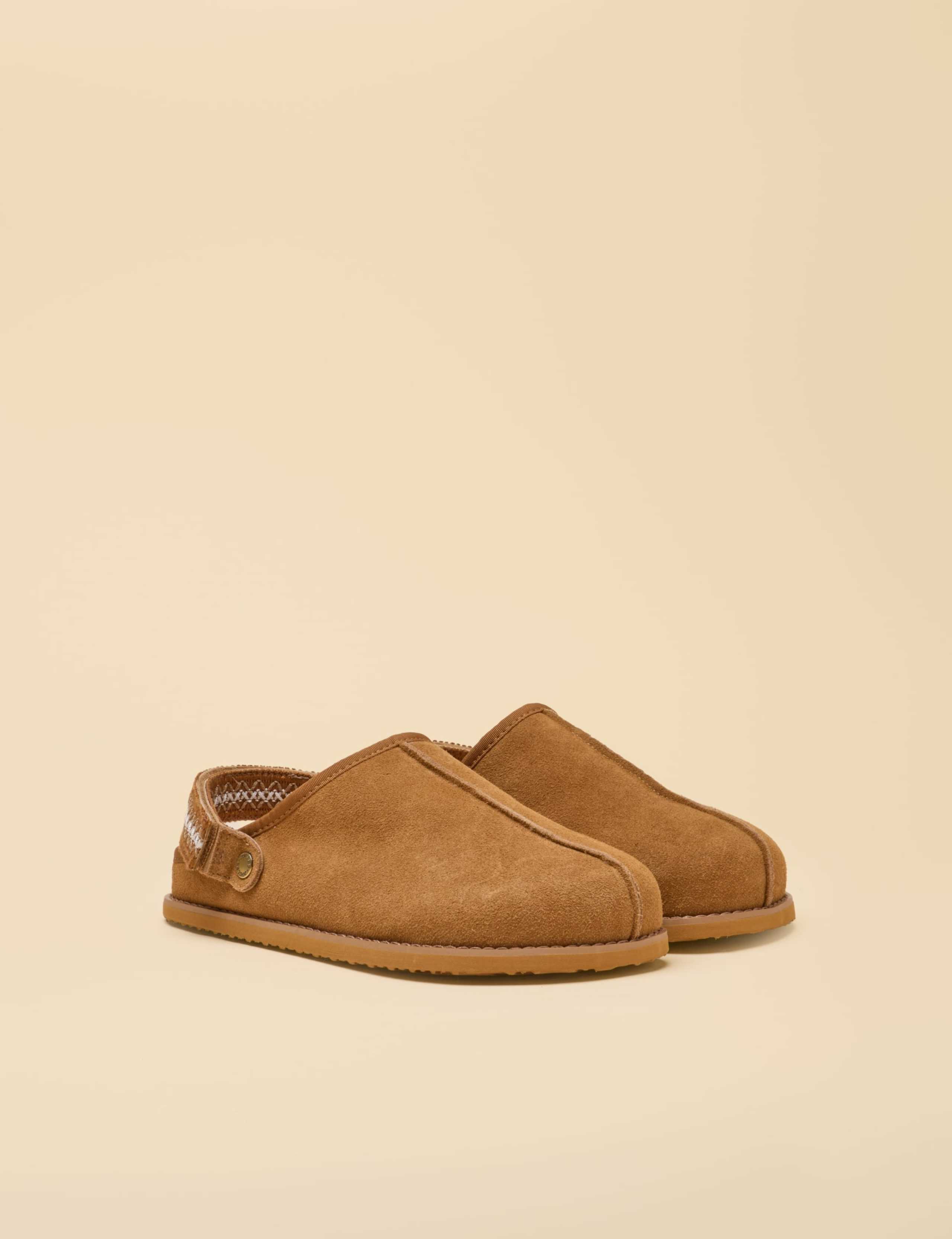 Suede Faux Fur Lined Clog Slippers