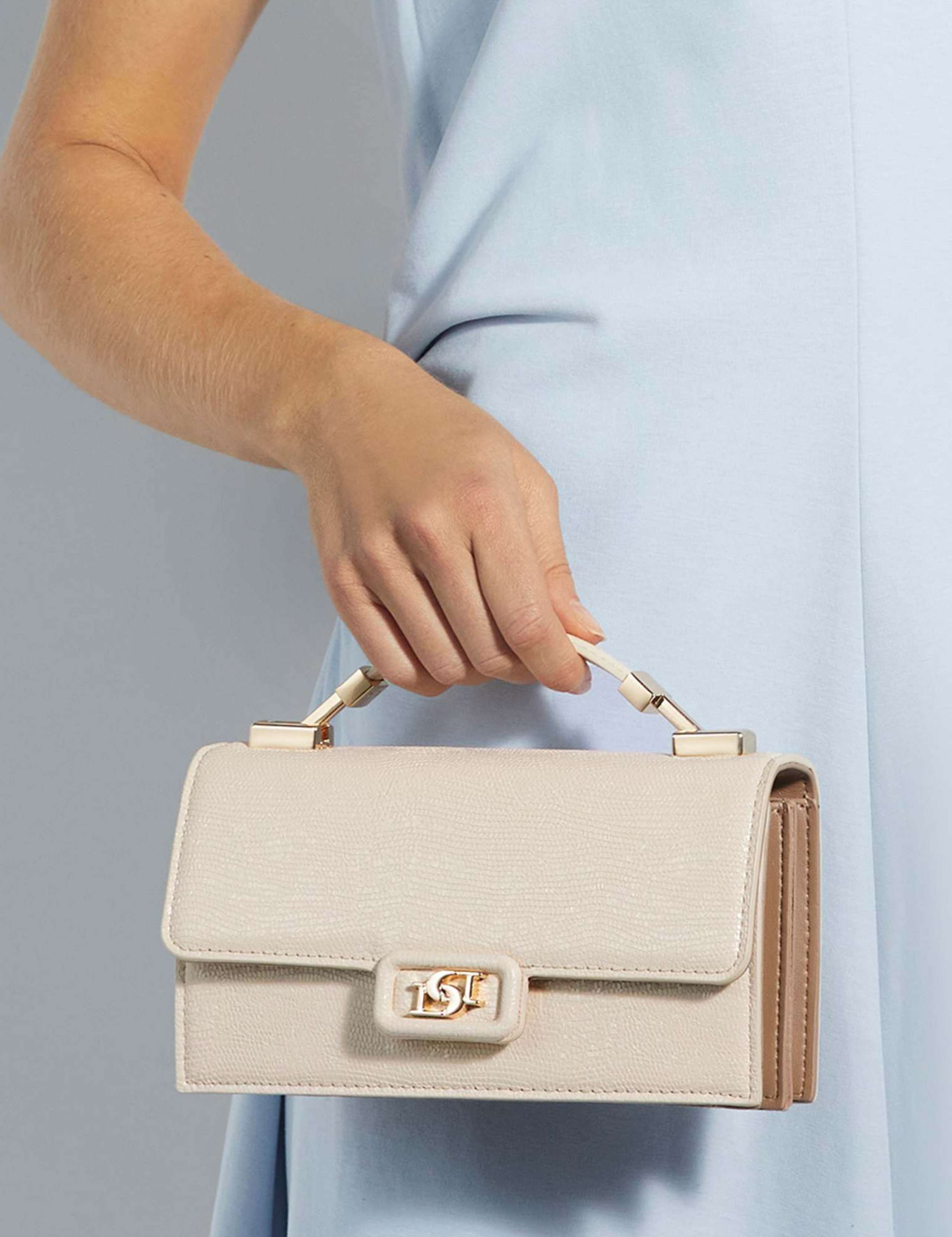 Lizard Effect Top Handle Grab Bag