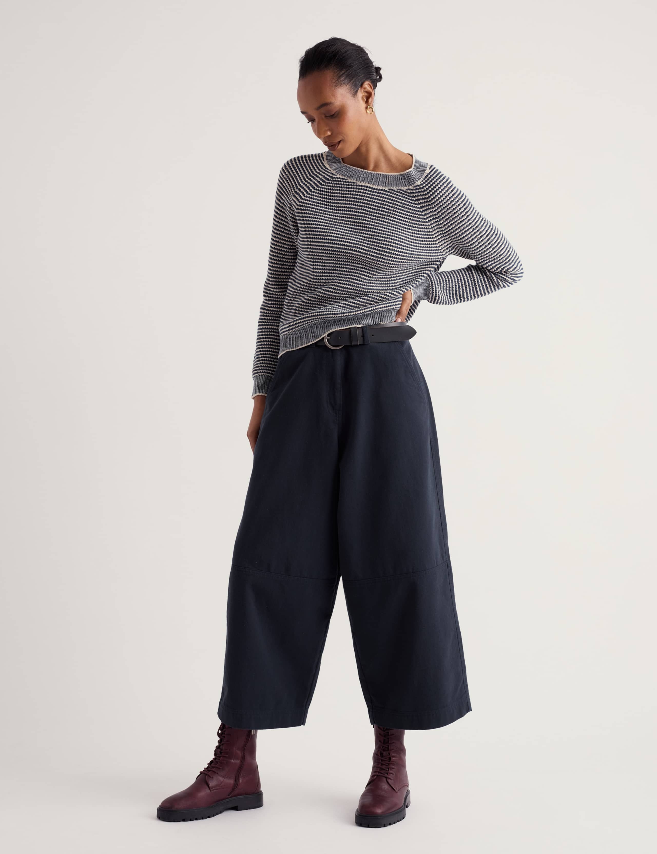 Pure Cotton Barrel Leg Trousers
