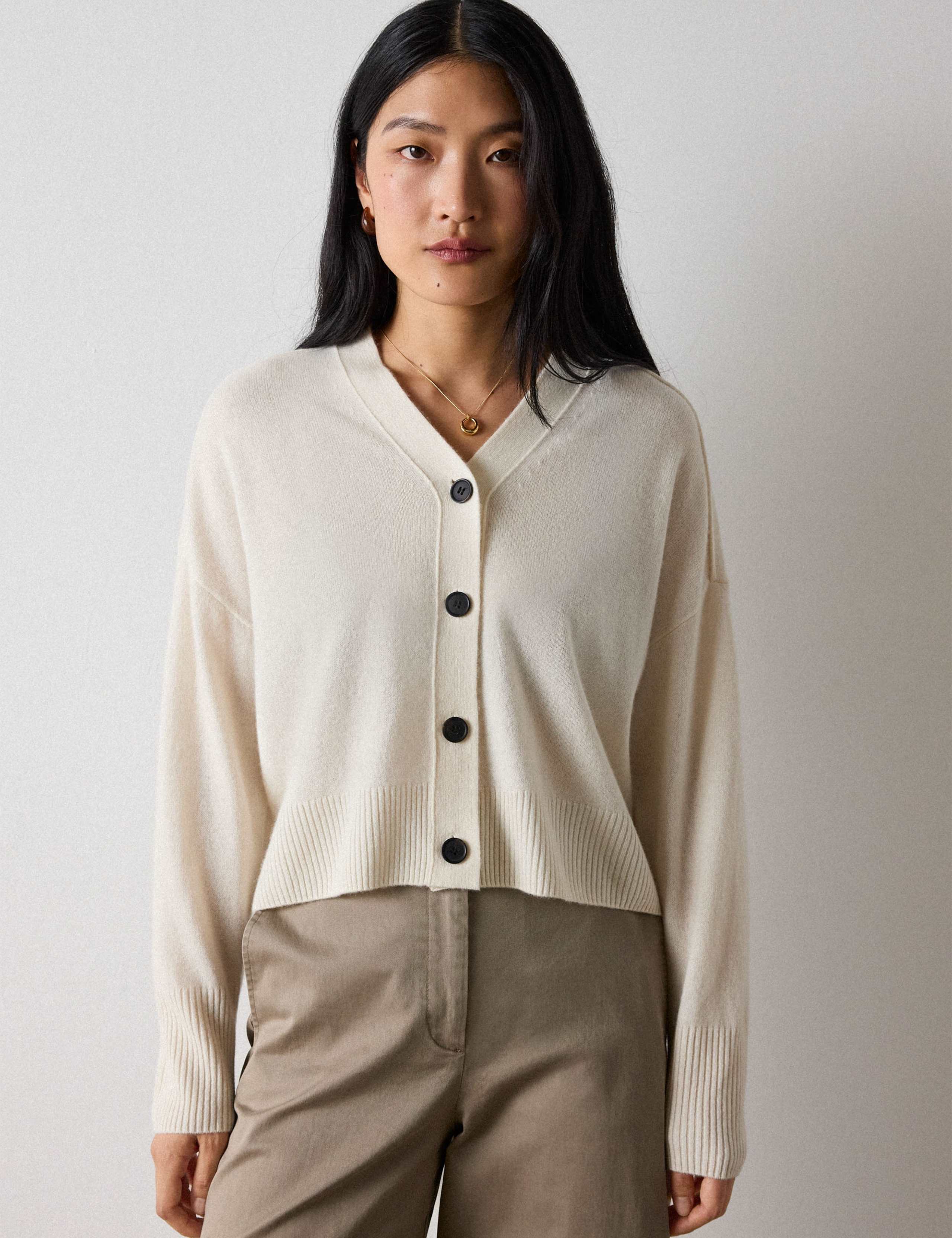 Pure Cashmere V-Neck Button Front Cardigan