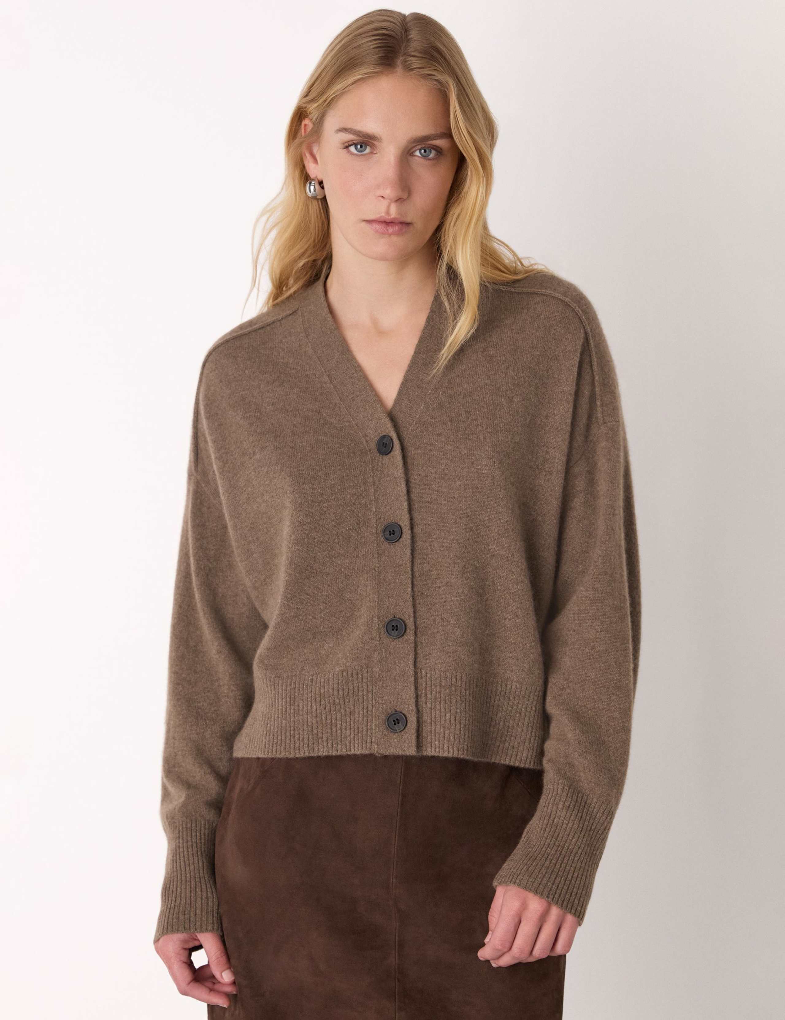 Pure Cashmere V-Neck Button Front Cardigan