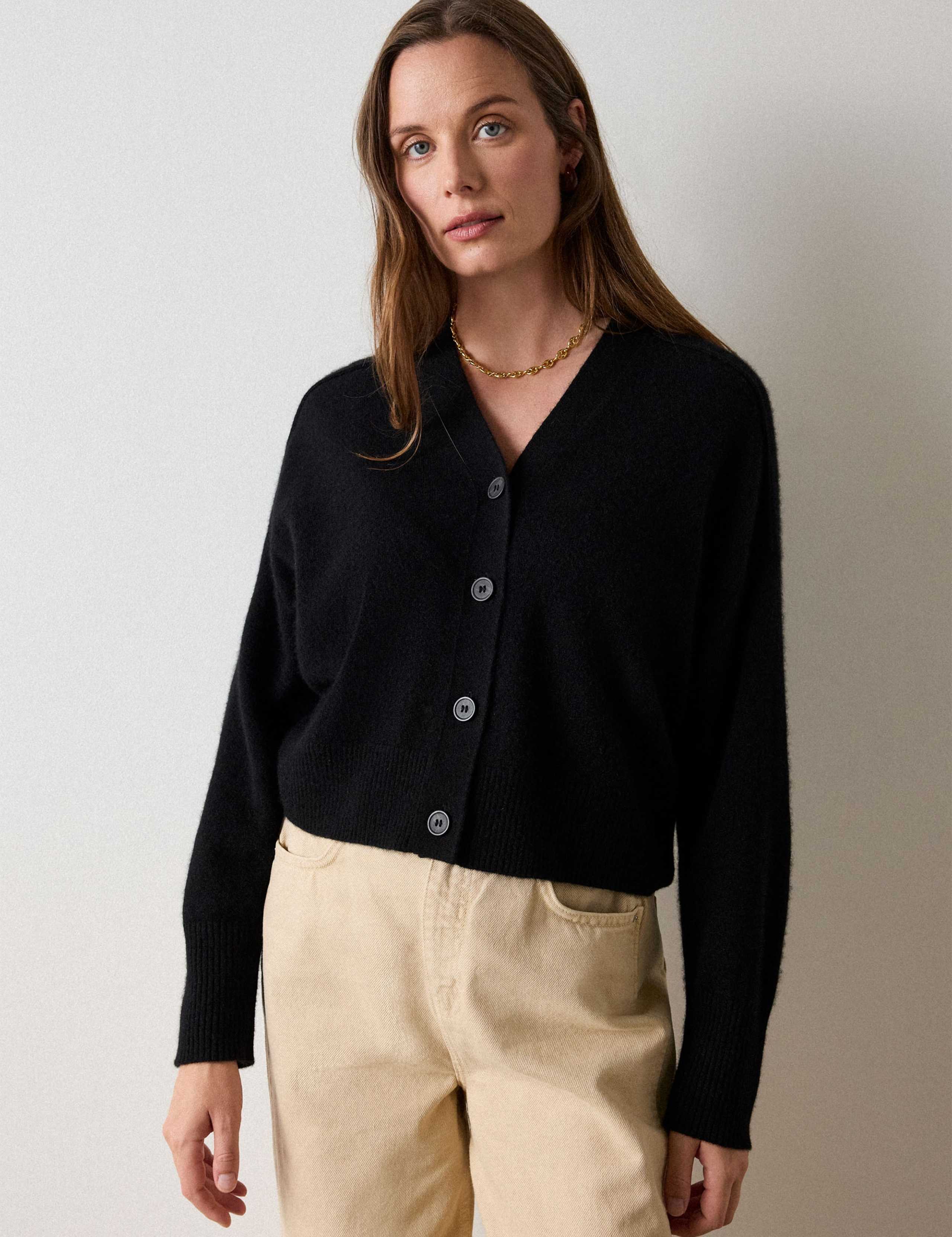 Pure Cashmere V-Neck Button Front Cardigan