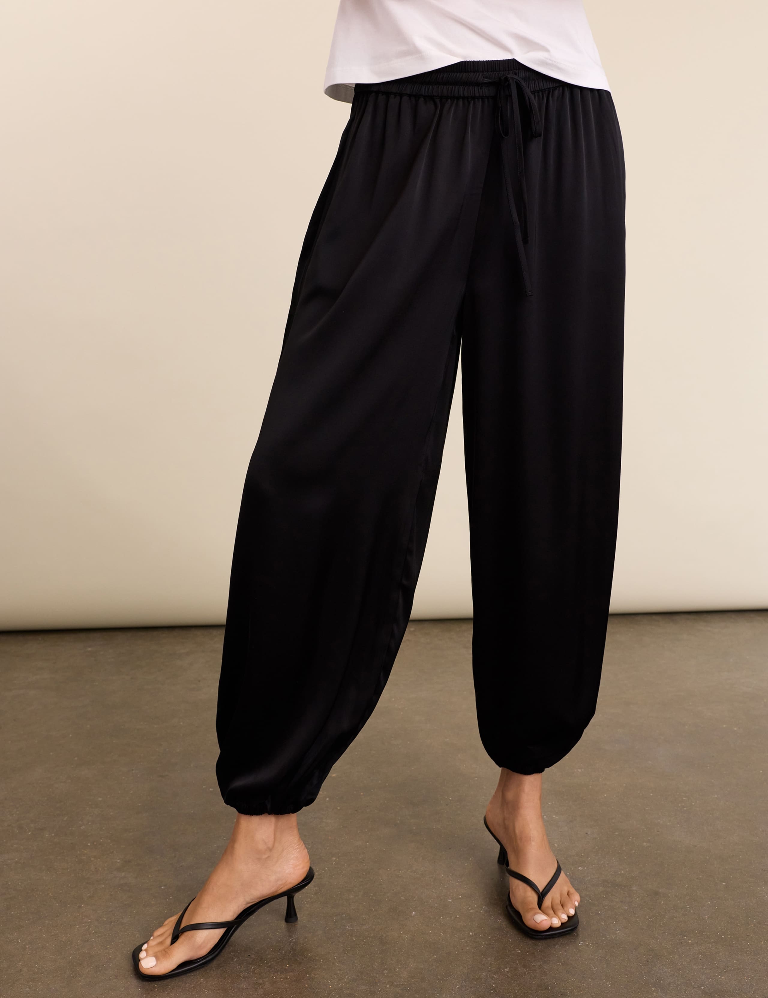 Satin Balloon Ankle Grazer Trousers