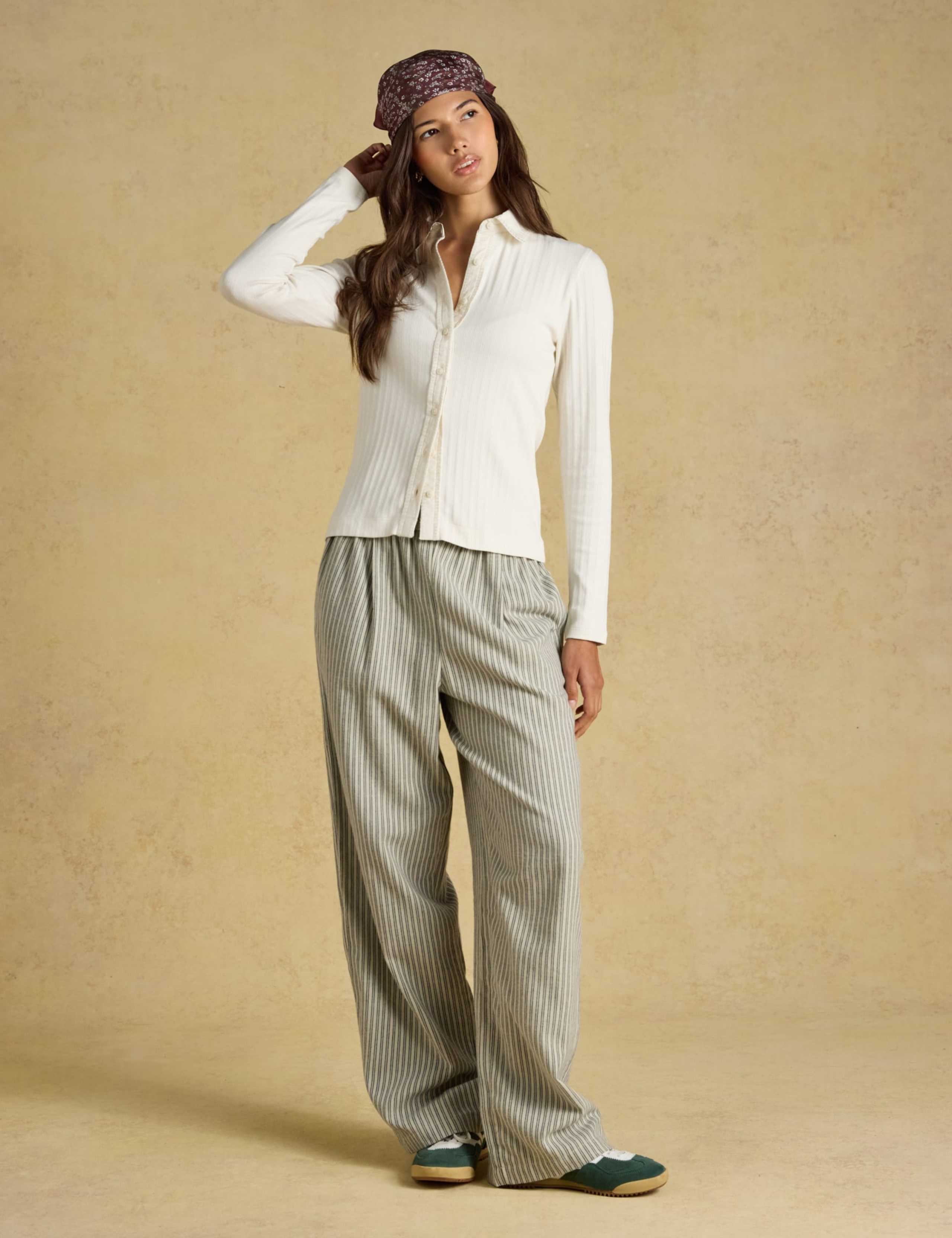 Cotton Rich Pointelle Jersey Fitted Shirt
