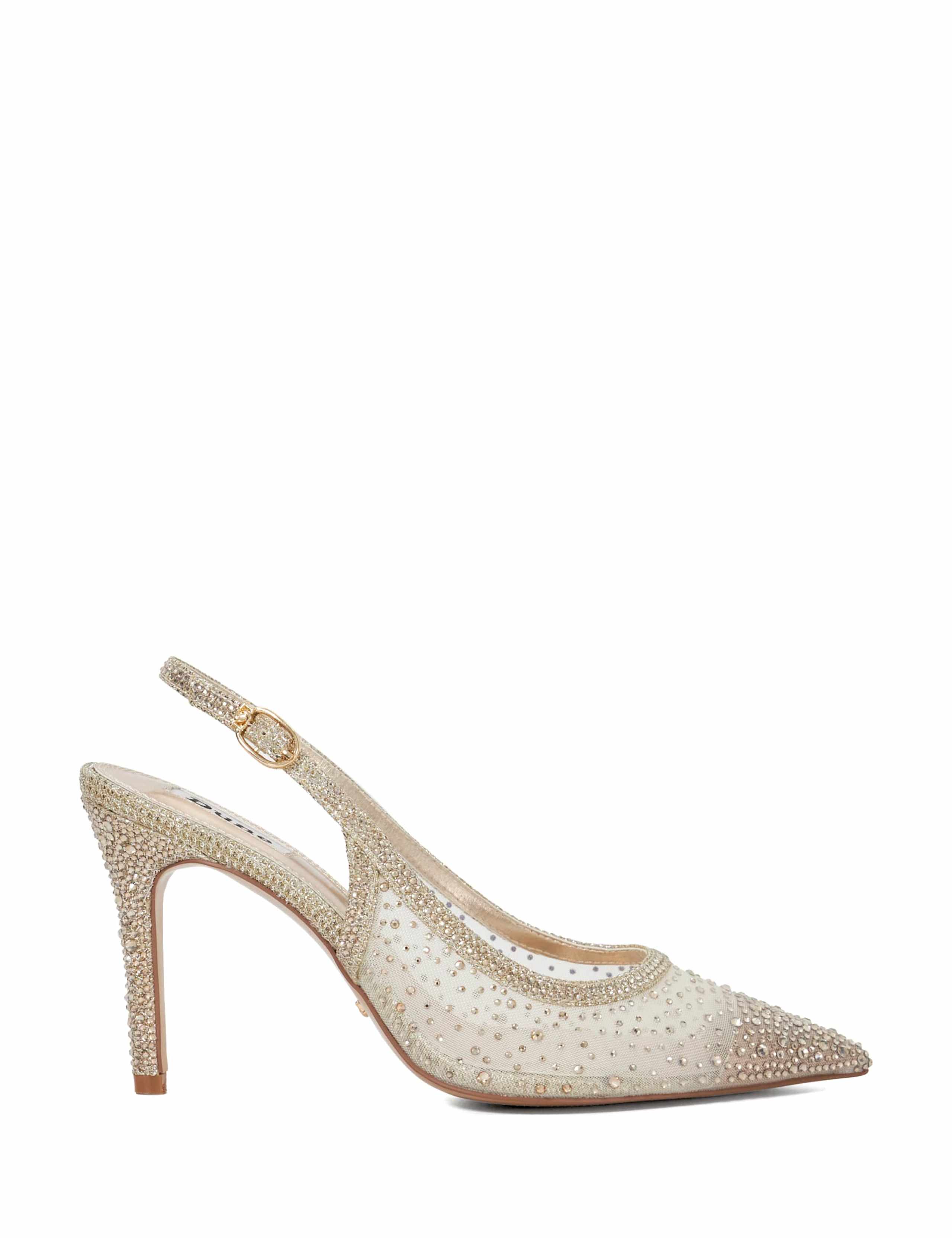 Embellished Ankle Strap Slingback Court Shoes