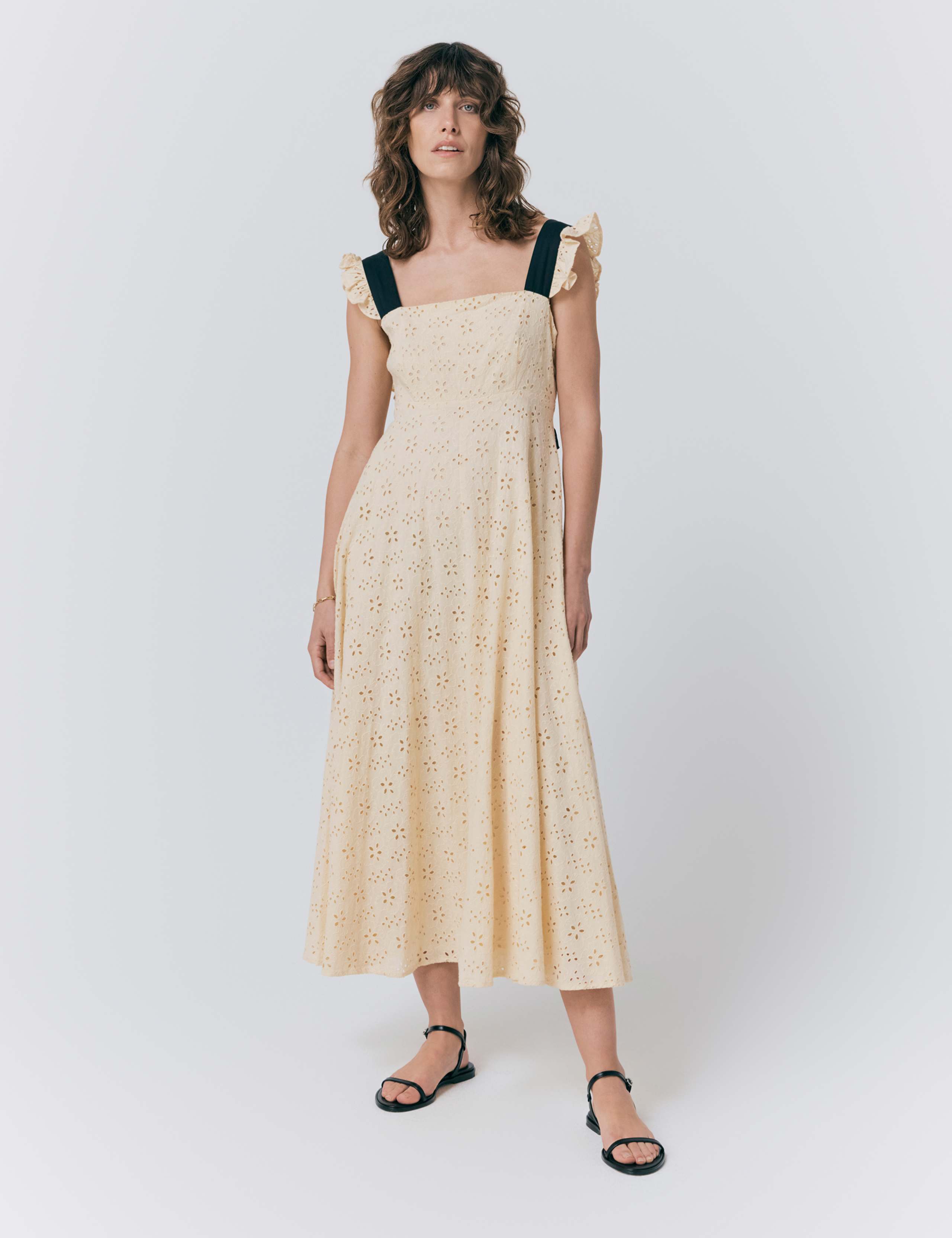 Pure Cotton Broderie Midaxi Skater Dress