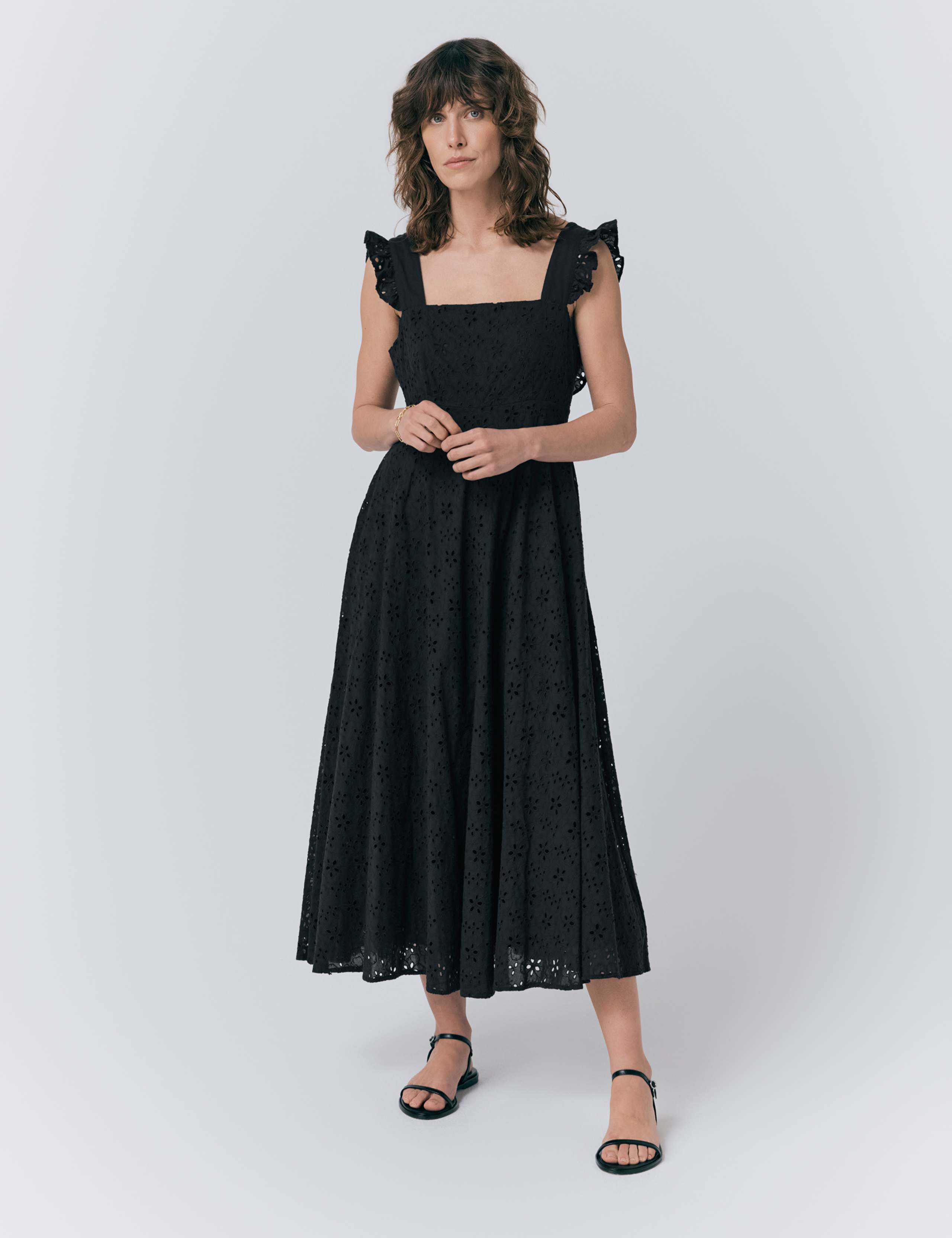 Pure Cotton Broderie Midaxi Skater Dress