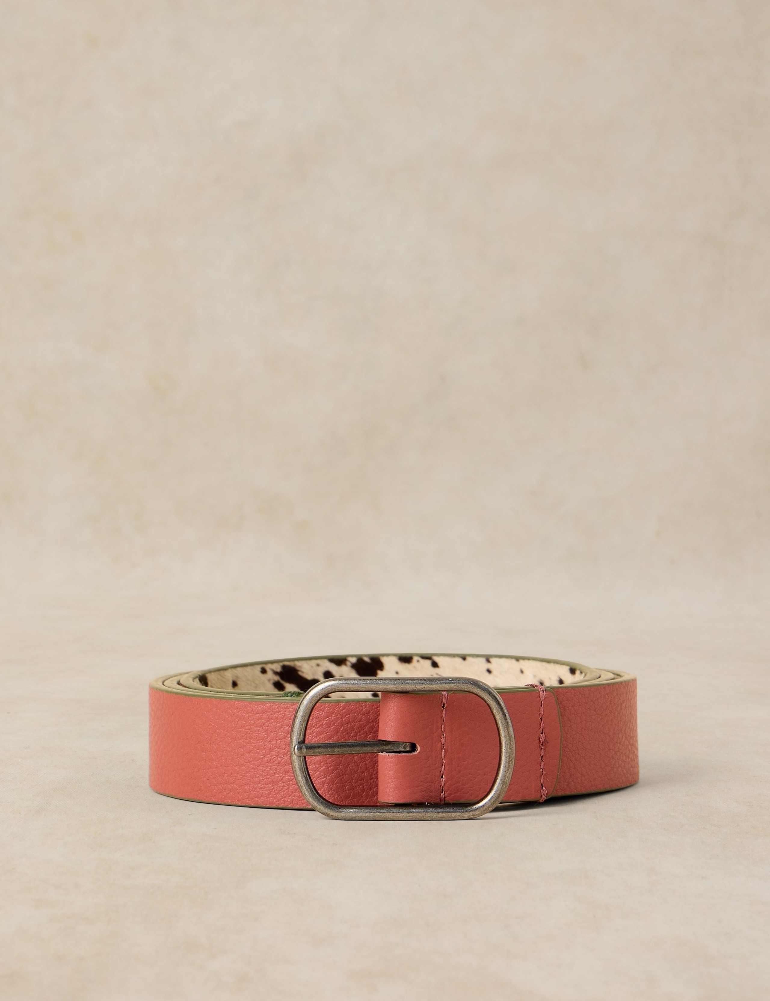 Hair On Leather Patterned Reversible Belt