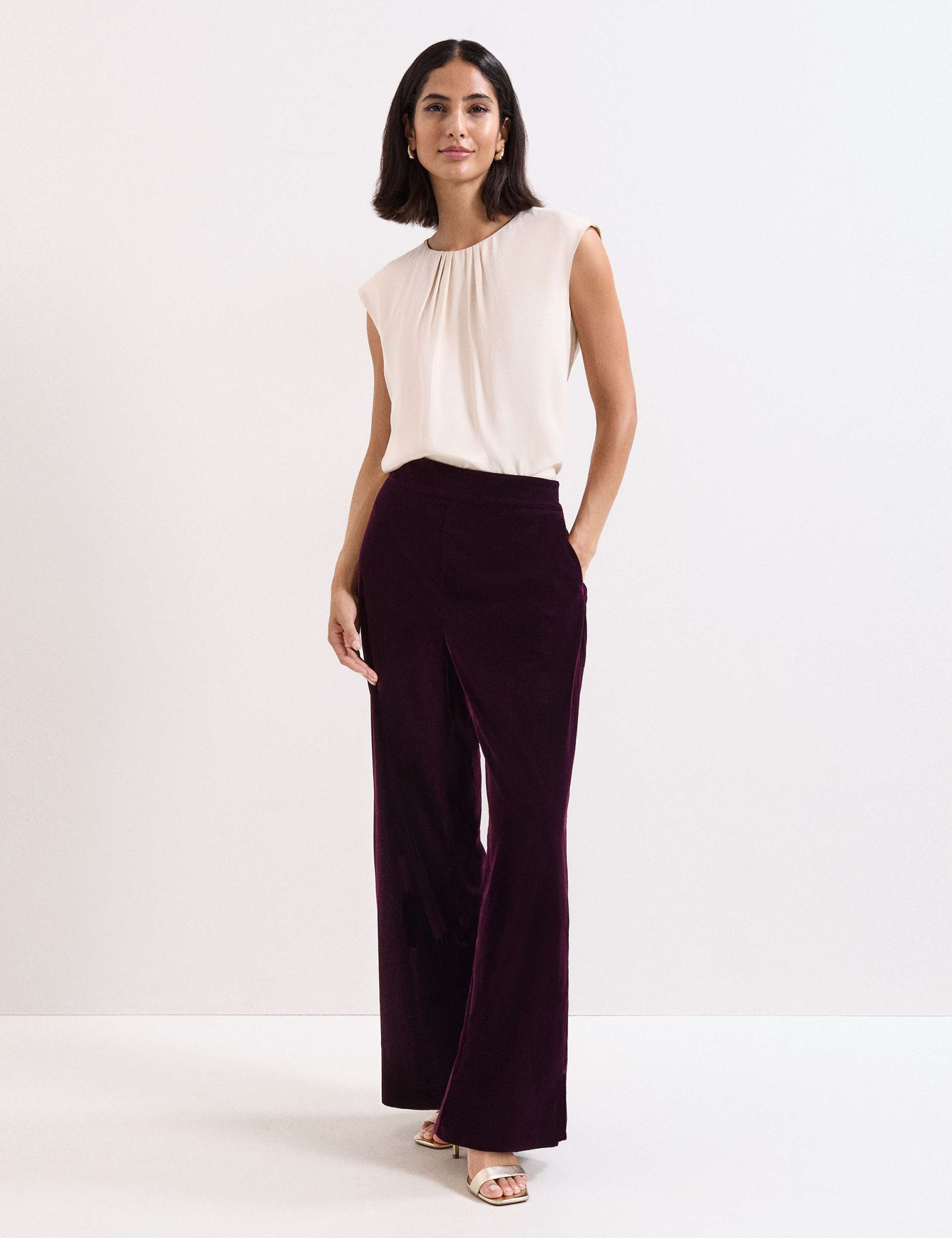 Velvet Wide Leg Trousers