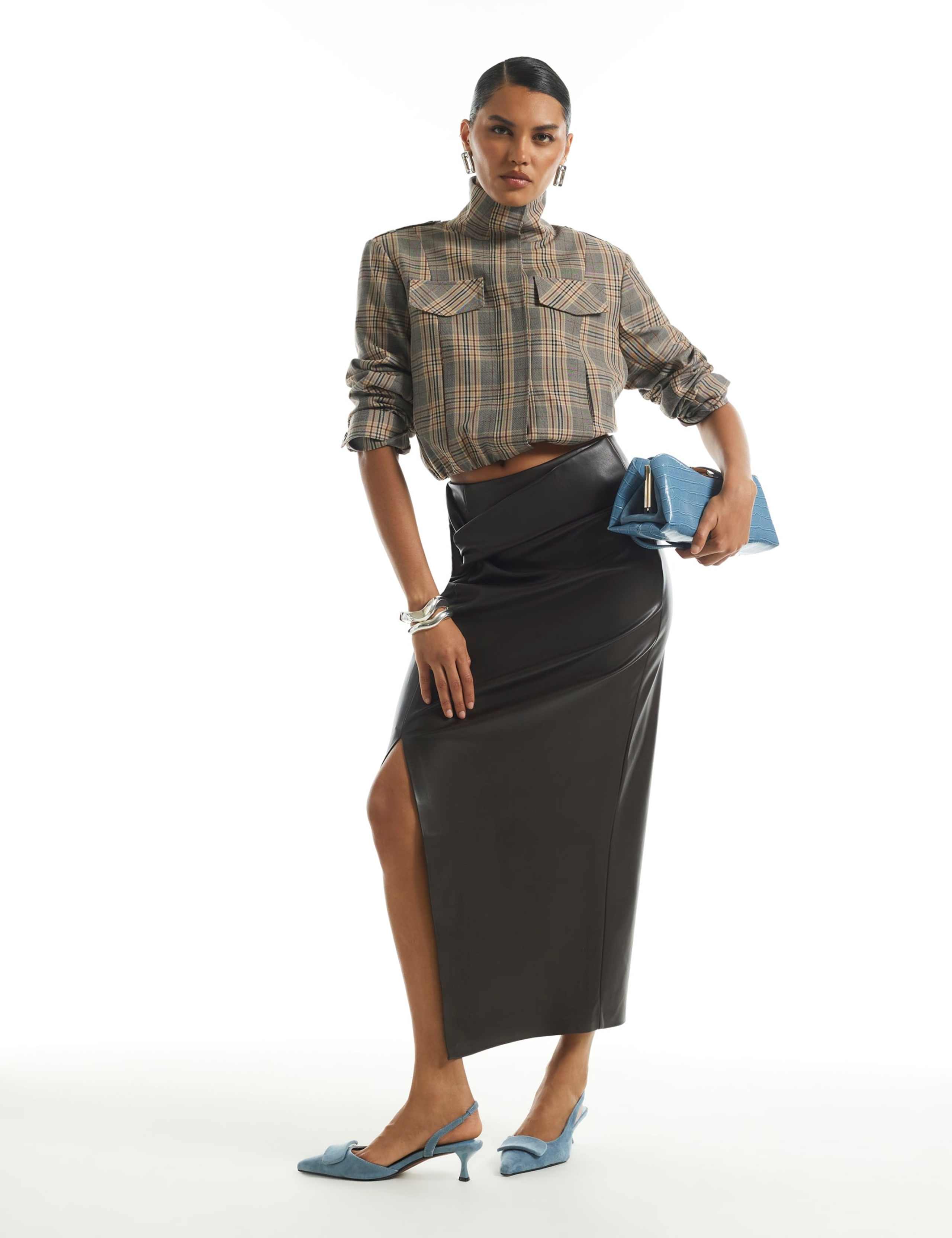 Twist Side Midi Pencil Skirt