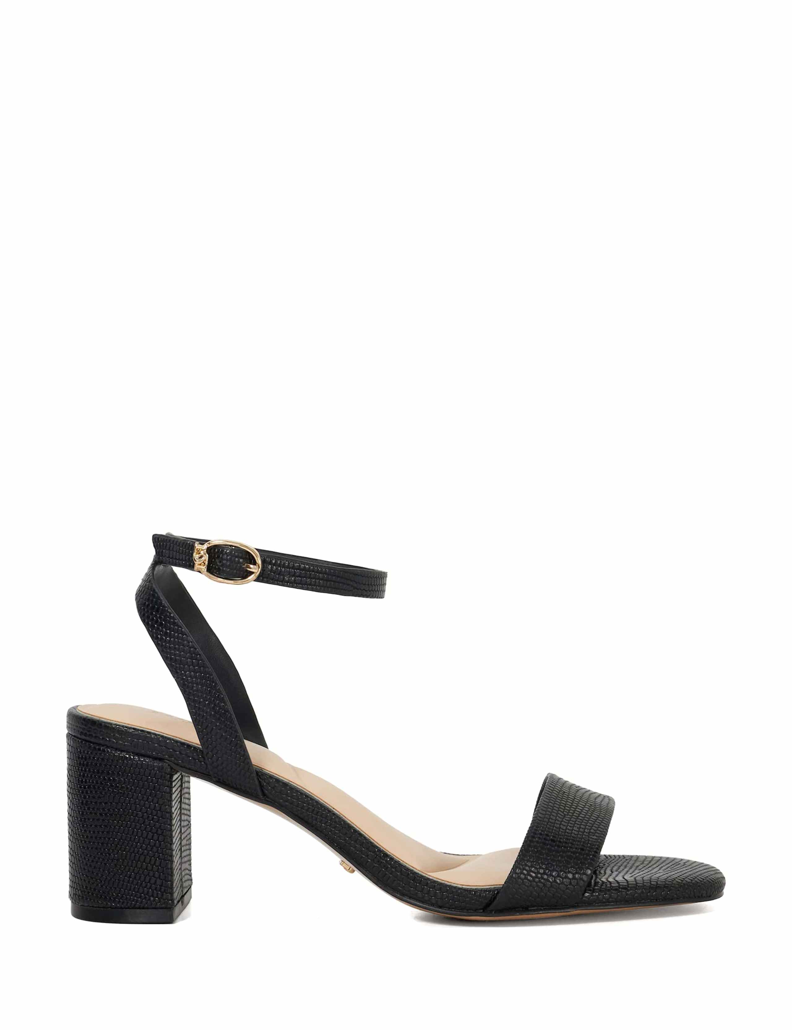 Leather Ankle Strap Block Heel Sandals