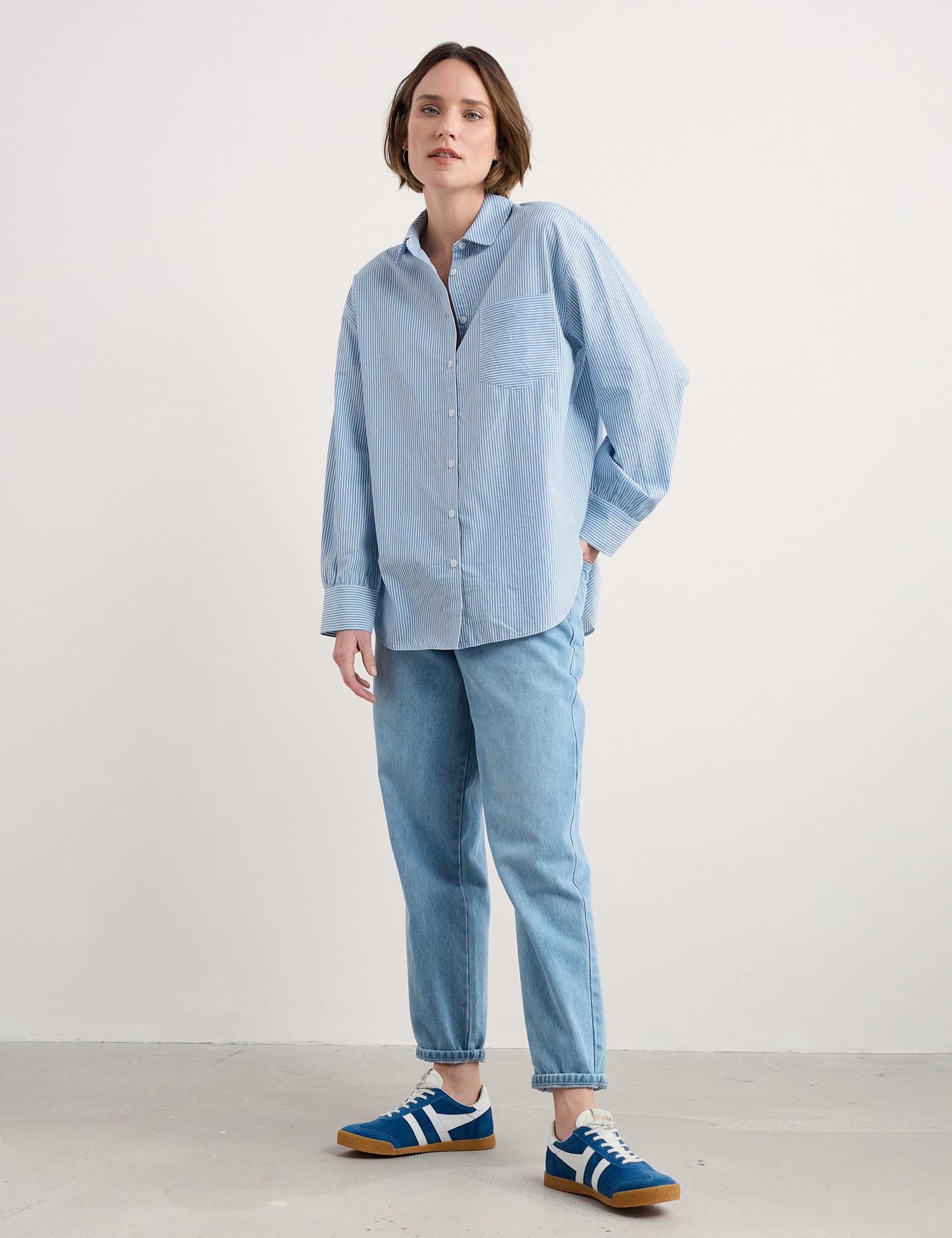 Cotton Striped Button-Up Collar Shirt