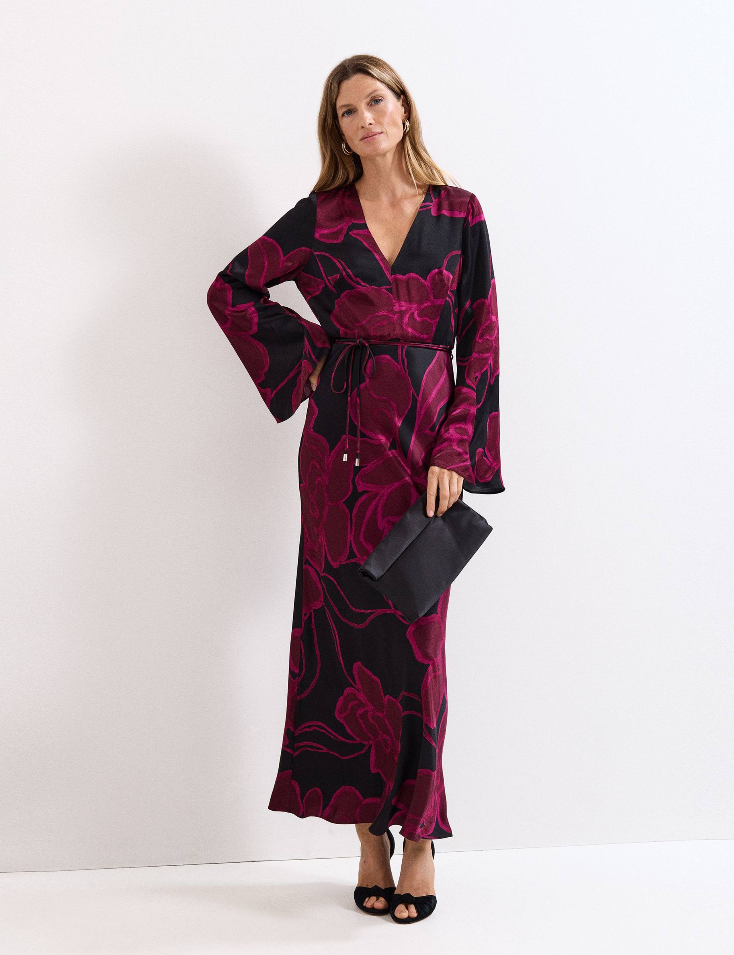 Floral V-Neck Maxi Waisted Dress