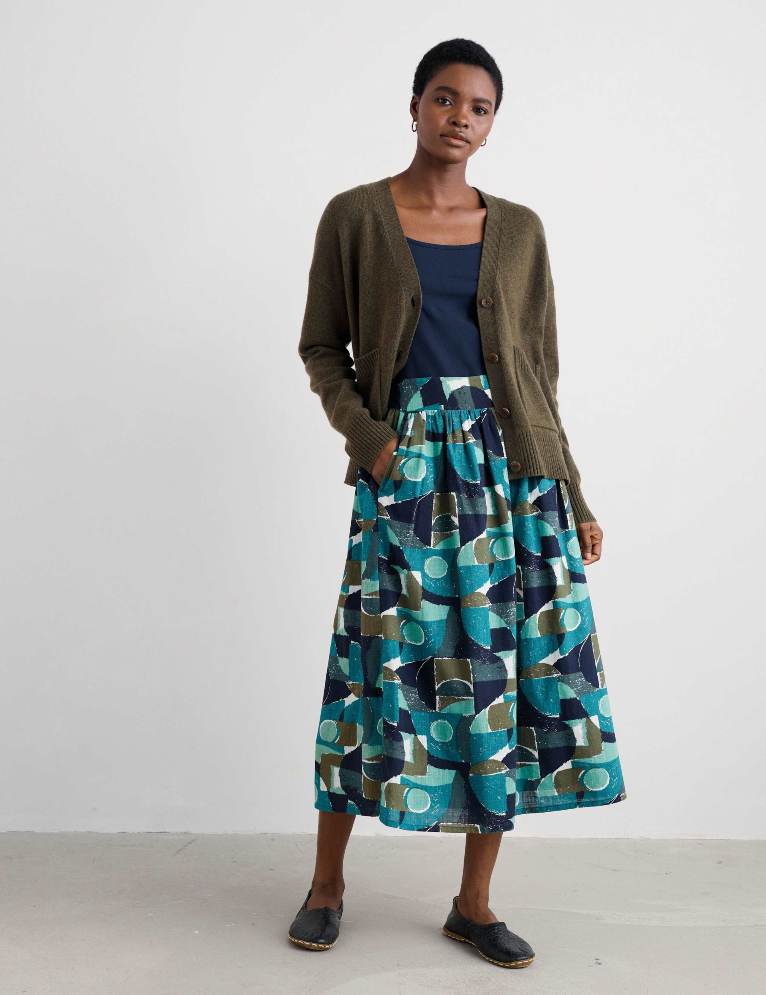 Merino Wool Rich V-Neck Relaxed Cardigan