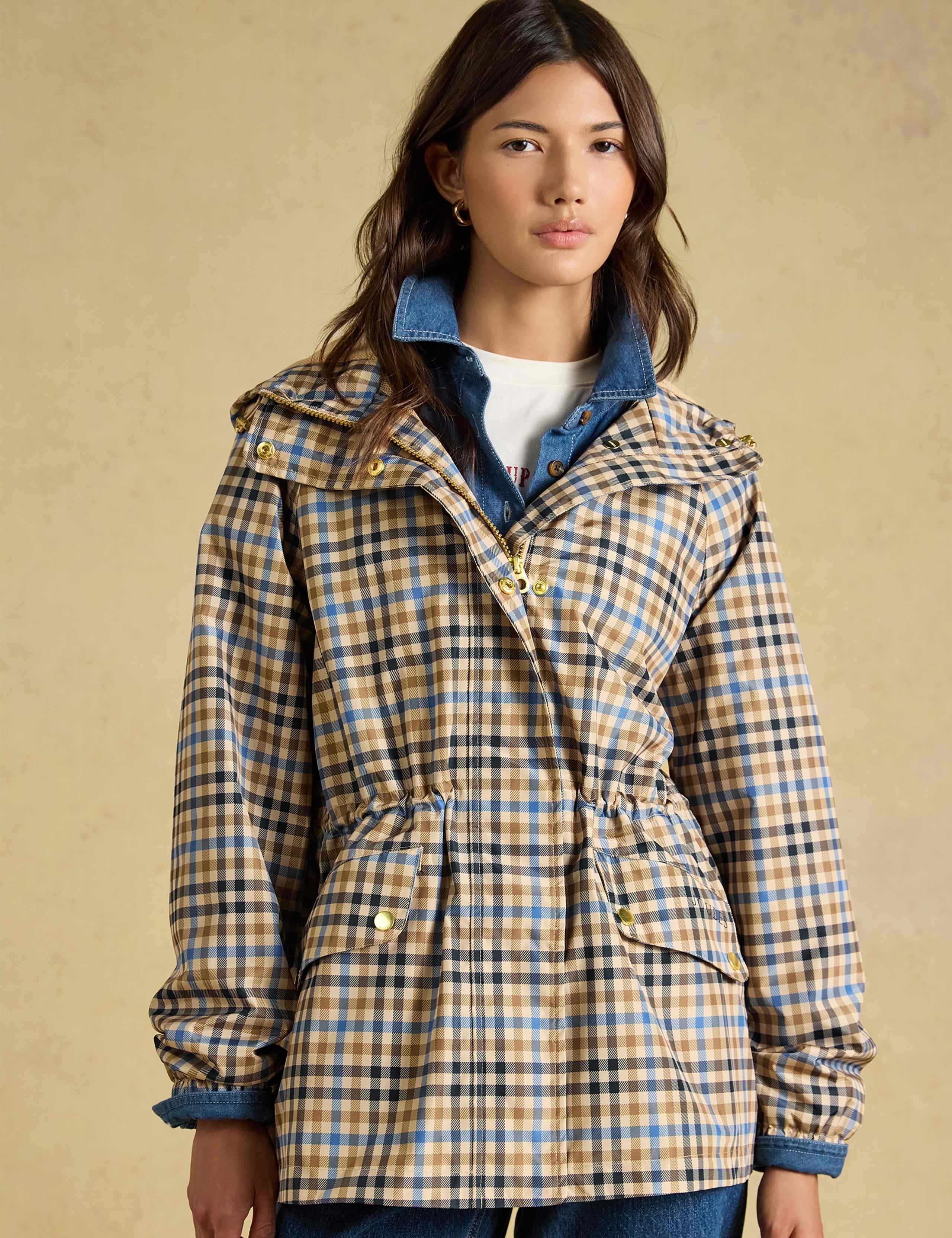 Waterproof Checked Packaway Raincoat