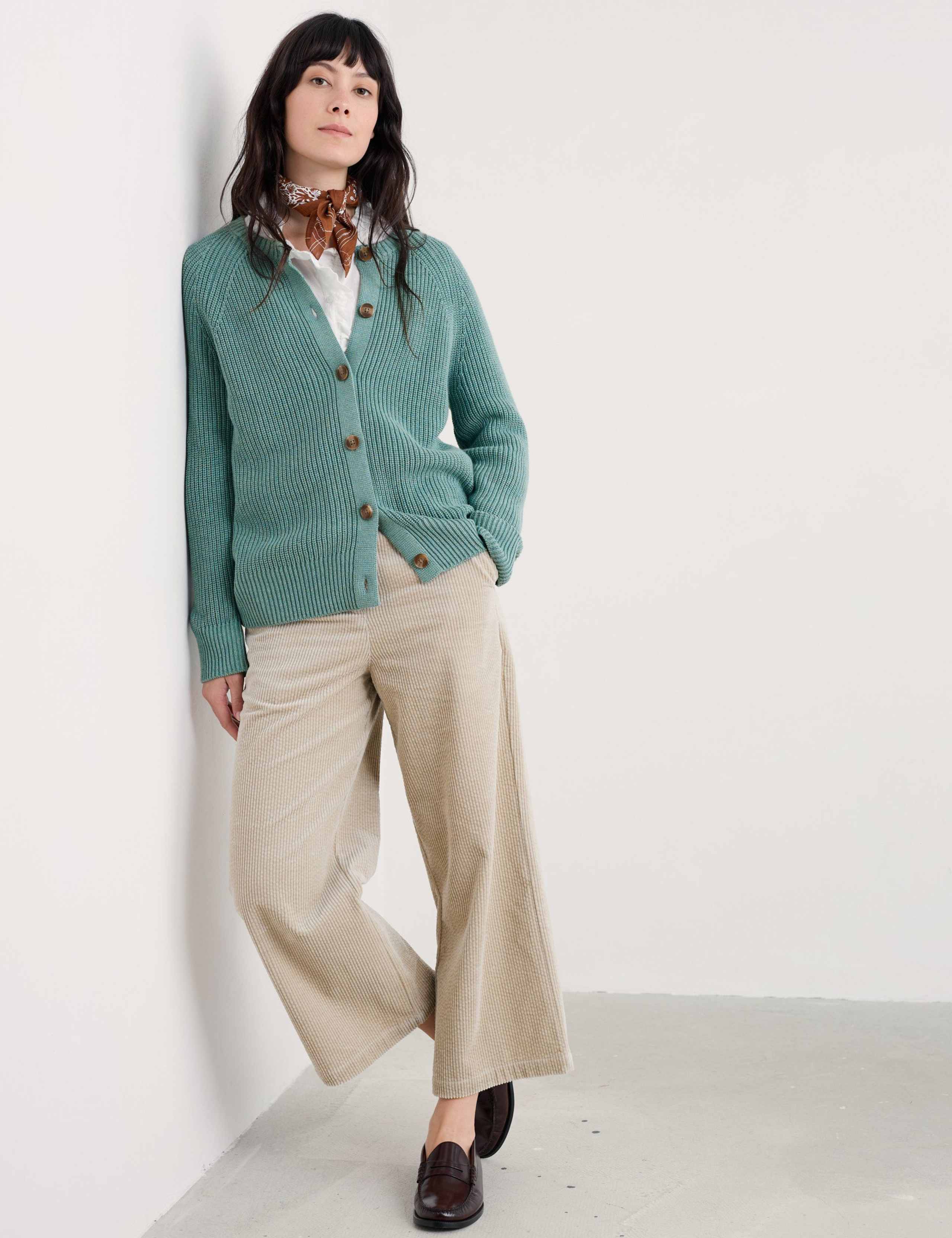 Pure Cotton Textured Relaxed Cardigan