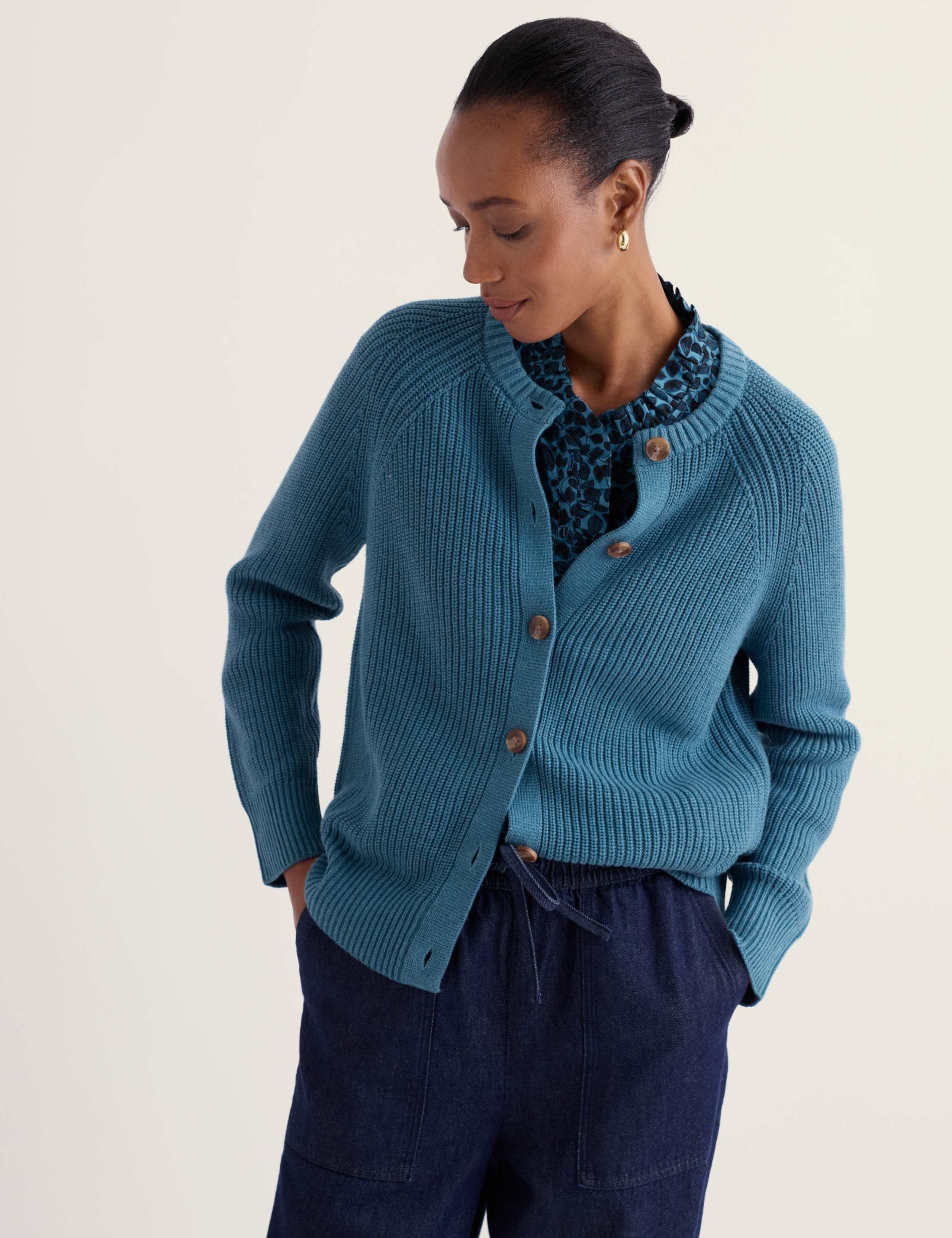 Pure Cotton Textured Relaxed Cardigan