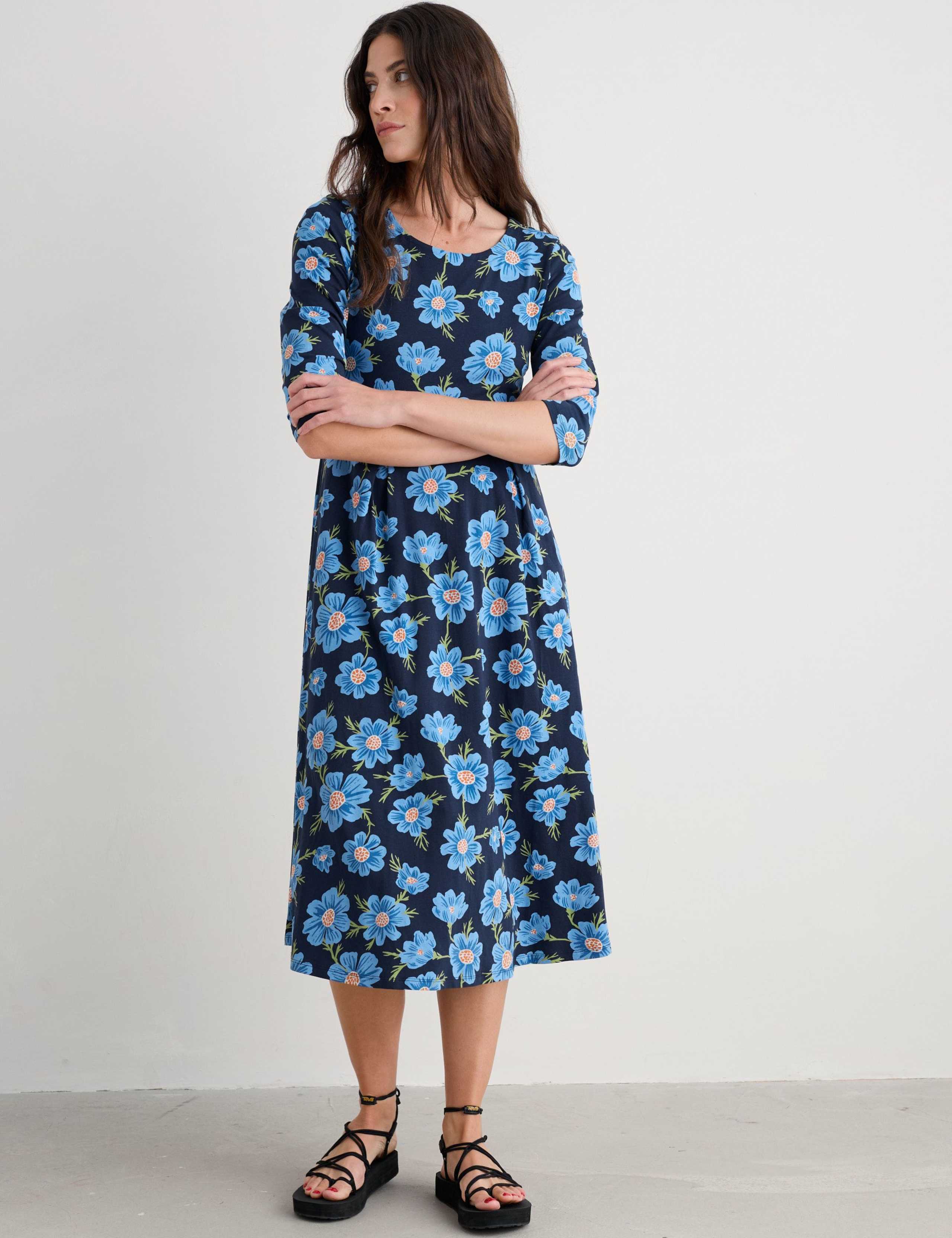 Cotton Floral Midi  Dress